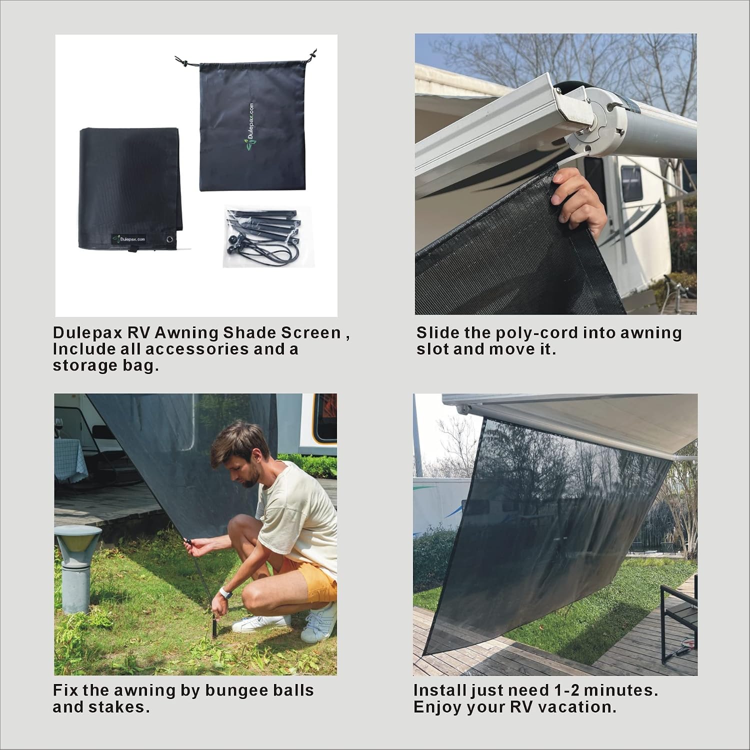 Detalle de Wohnmobil View Blocker Sonnenschutz – universeller RV-Markisen-Sichtschutz, 2,46 m x 3,85 m