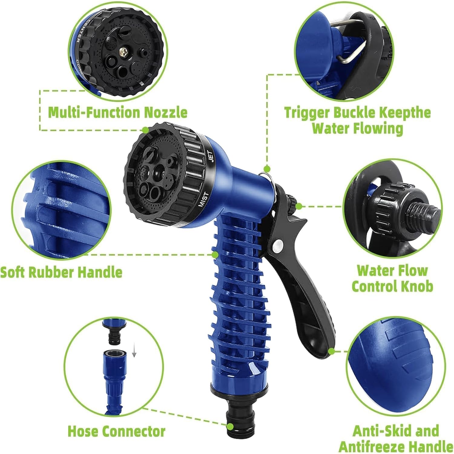 Thumbnail 3 de Niboameu Expandable Garden Hose Pipe 15m (50ft) with 7-Function Spray Gun