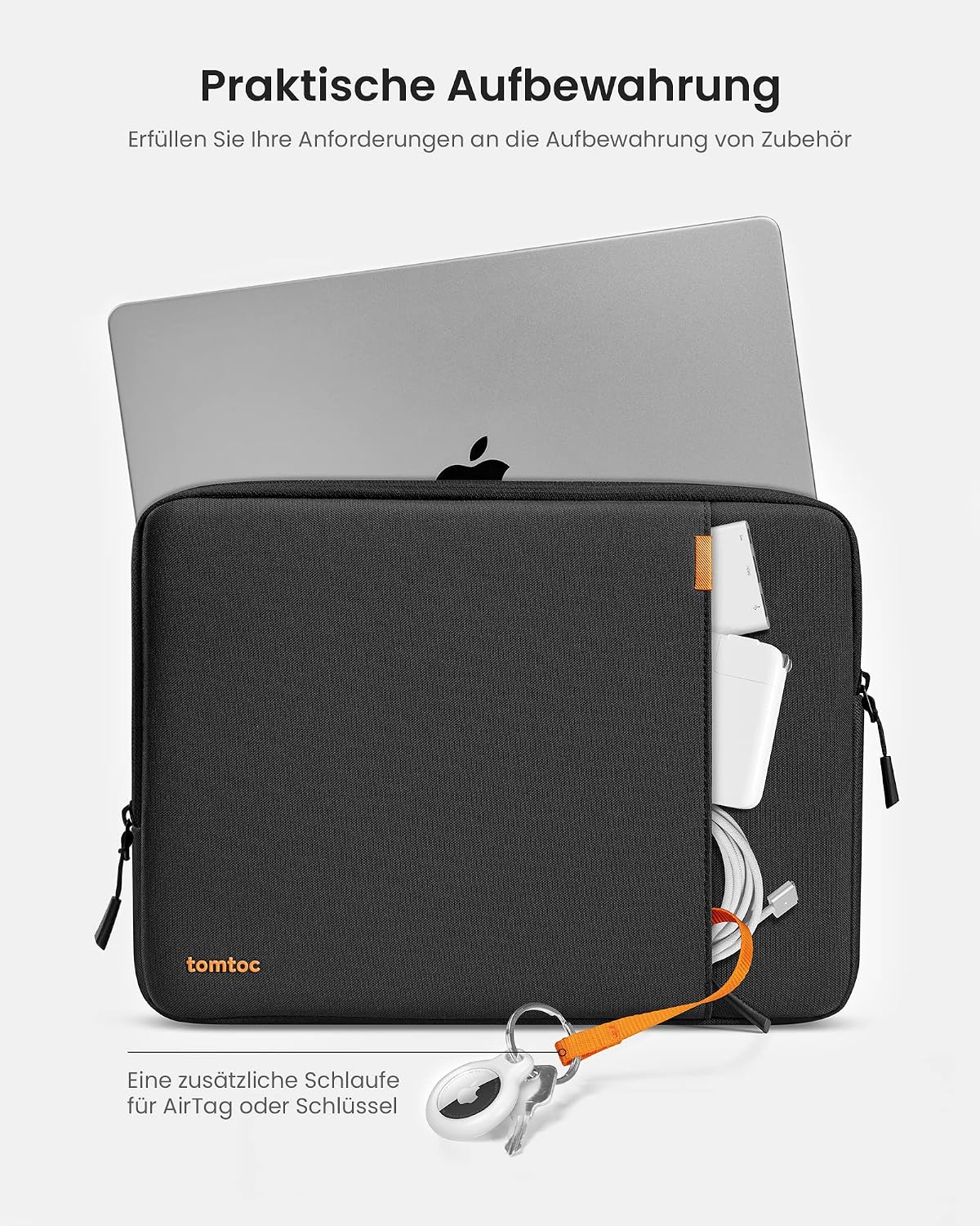 Detalle de tomtoc 360° Laptop Tasche Hülle für 14‑Zoll bis 13,8‑Zoll Geräte – wasserabweisend, CornerArmor, Innenmaß 31,4 × 22,3 × 2 cm