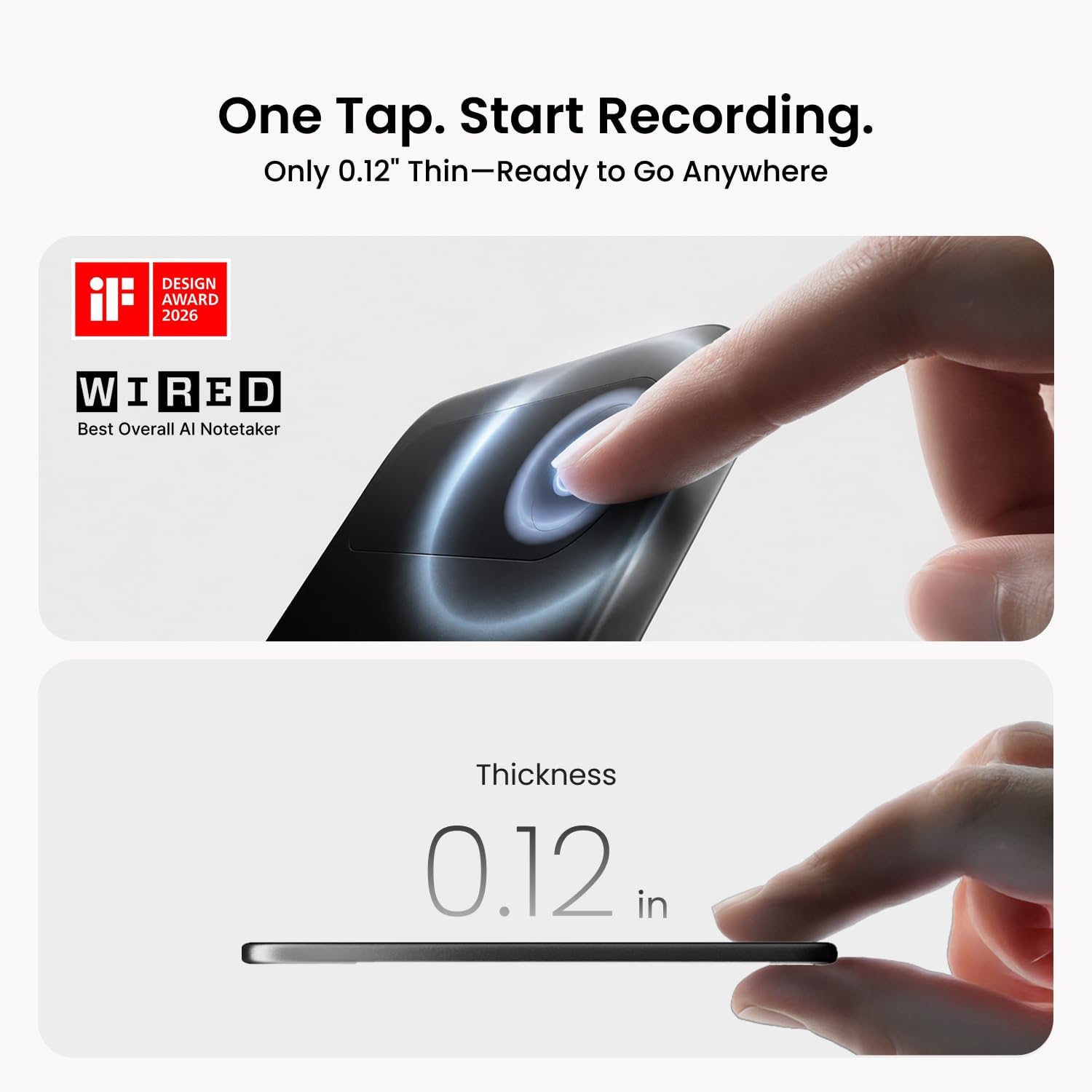 Detalle de Comulytic Note Pro AI Voice Recorder with One-Tap Recording and 113-Language Support