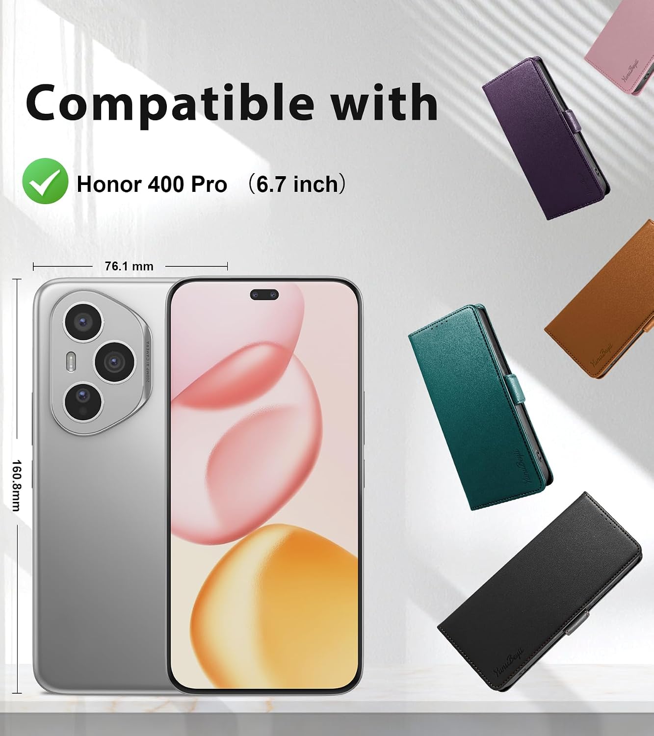 Detalle 2 de Yunubeyii Honor 400 Pro flip case with RFID