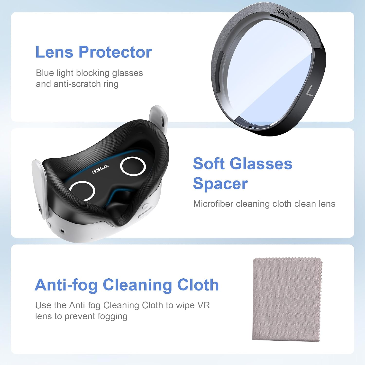 Thumbnail 6 de Lens Protector Set für Meta Quest 3S/Quest 2 – Blue-Light-Brille, Spacer mit Schutzabdeckungen (Nicht kompatibel mit Meta Quest 3)