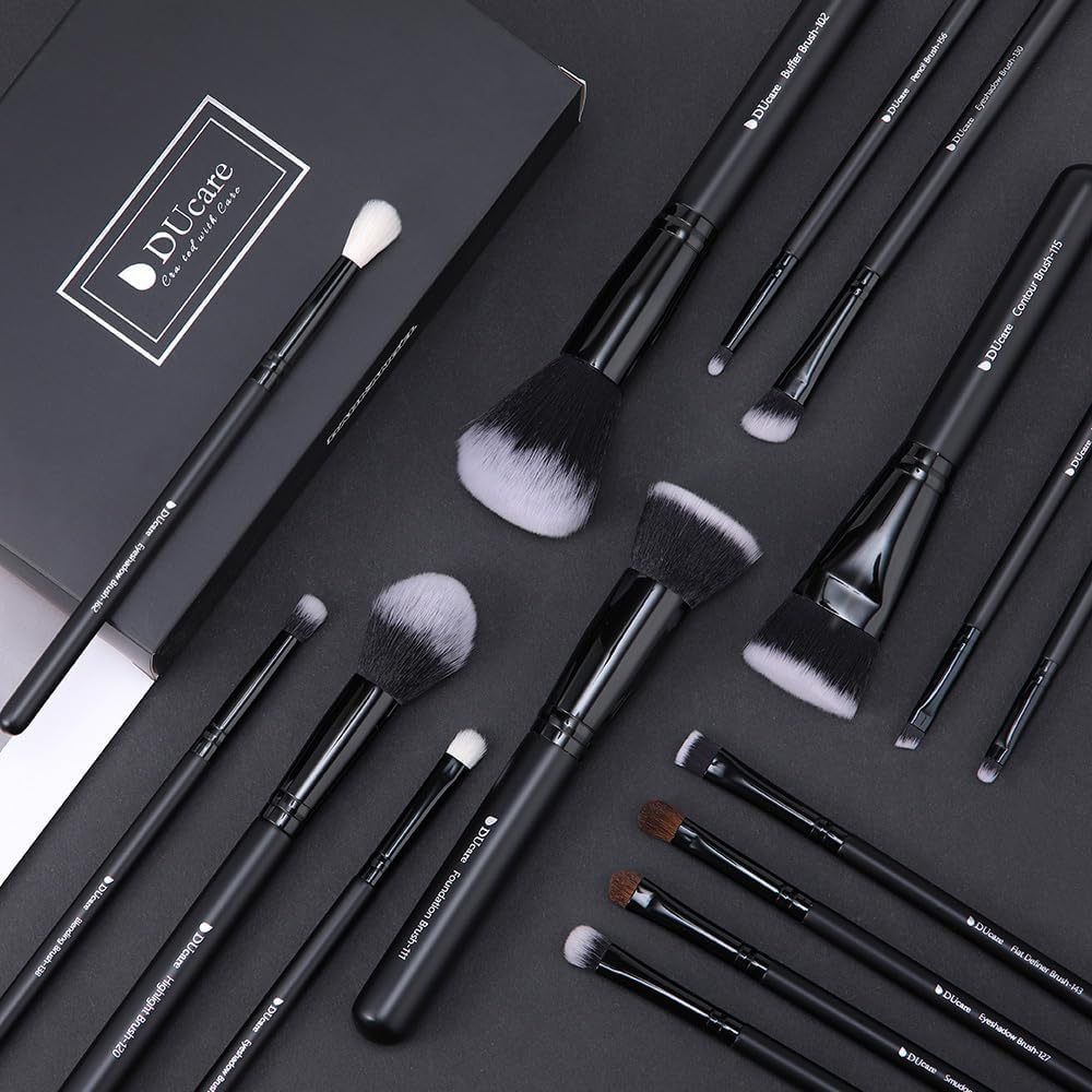 Thumbnail 6 de DUcare Pinceaux Maquillage Professionnel – kit 15 pièces synthétiques et chèvre, étui inclus