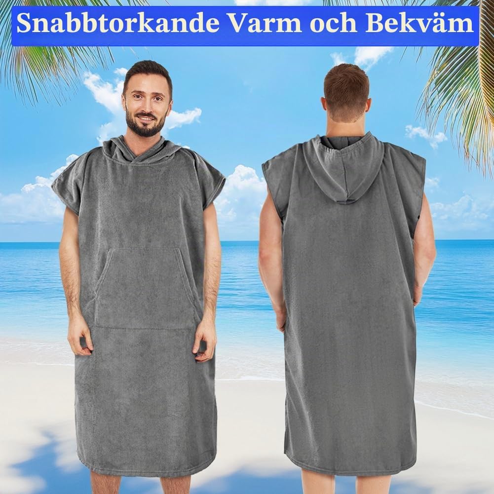 Thumbnail 4 de AUYAO 5228122 surfponcho för vuxna i mikrofiber med huva och fickor