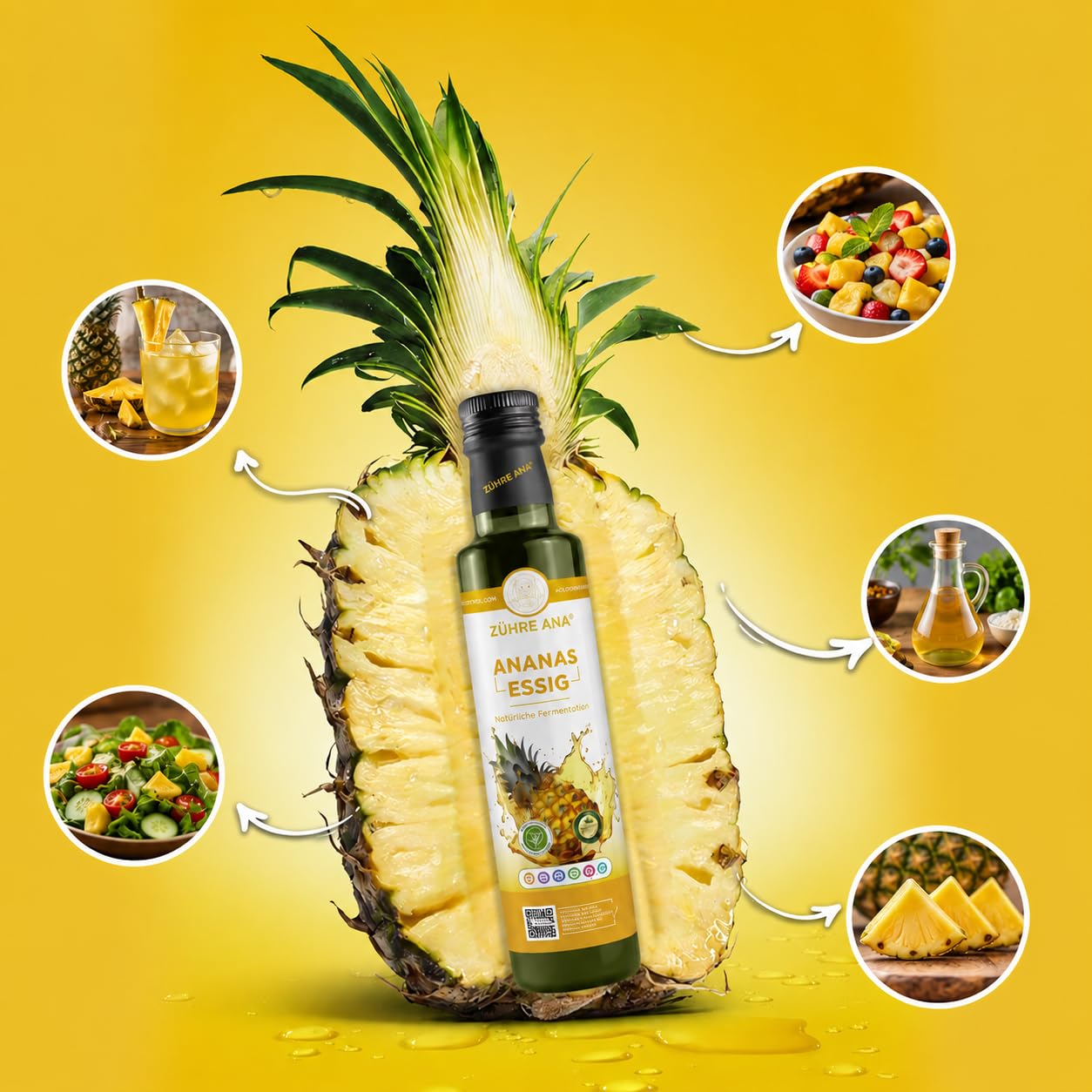 Detalle 2 de Zühre Ana Ananas-Essig 500ml 🥭