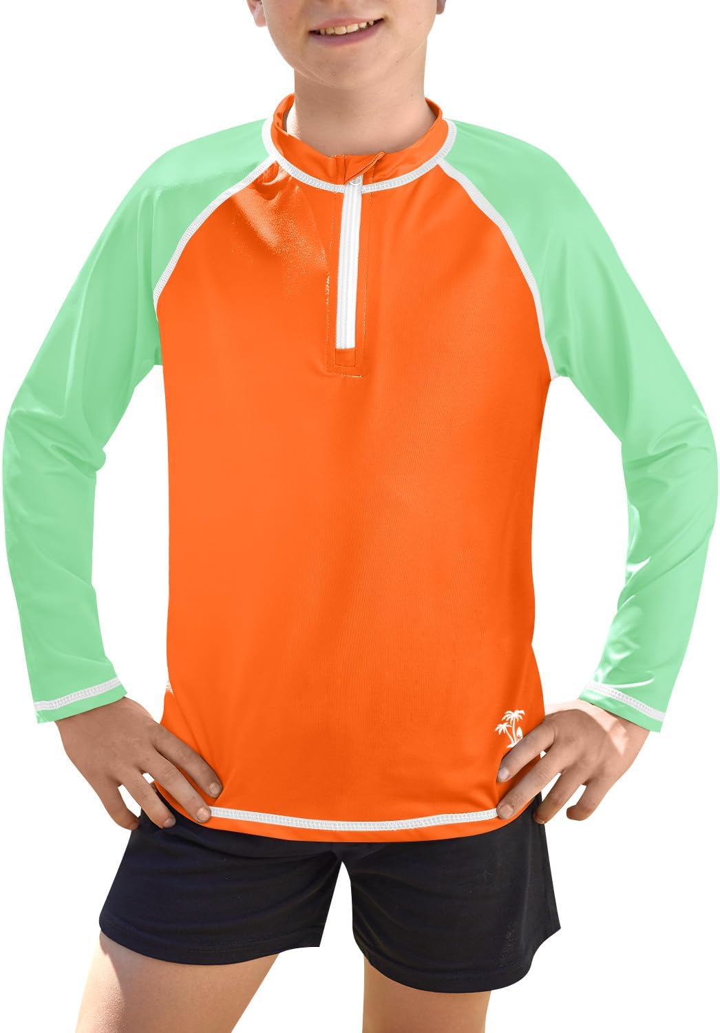 Detalle de BesserBay Jungen UV Shirt 1/4 Zip Langarm Stehkragen UPF 50+ Rash Guard, Größen 110–150
