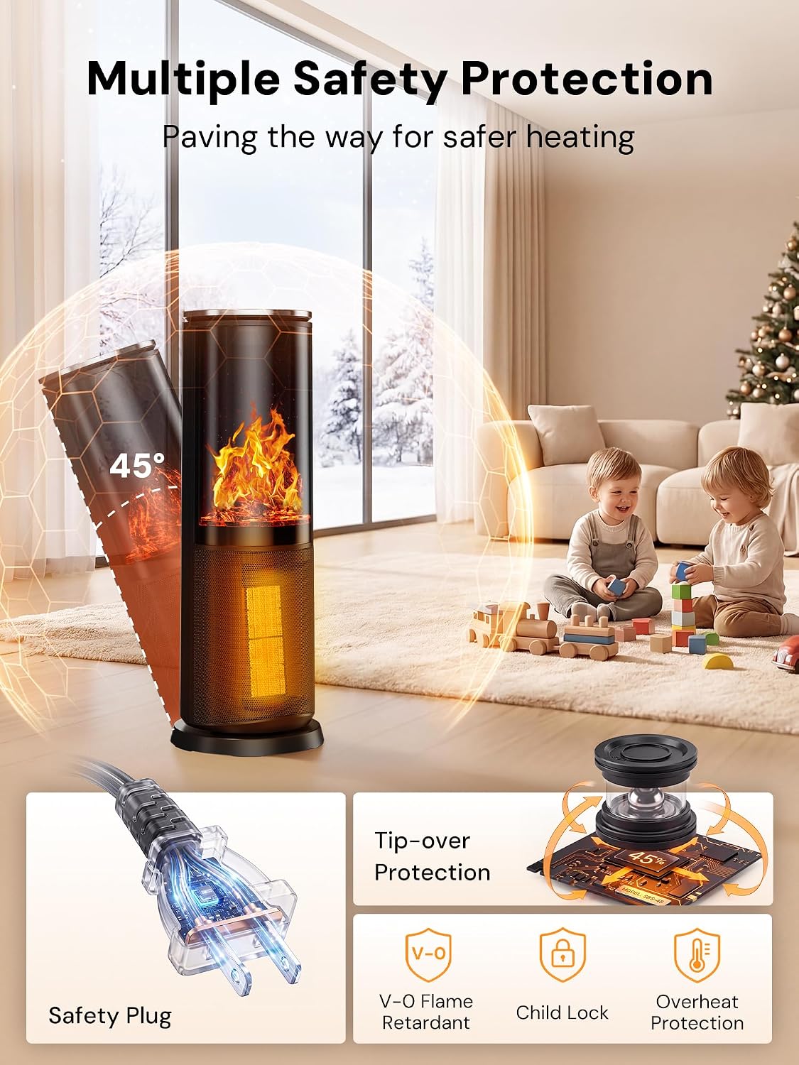 Detalle 2 de Mountman BL20-R17 Tower Space Heater, 1500W, 120° Oscillation