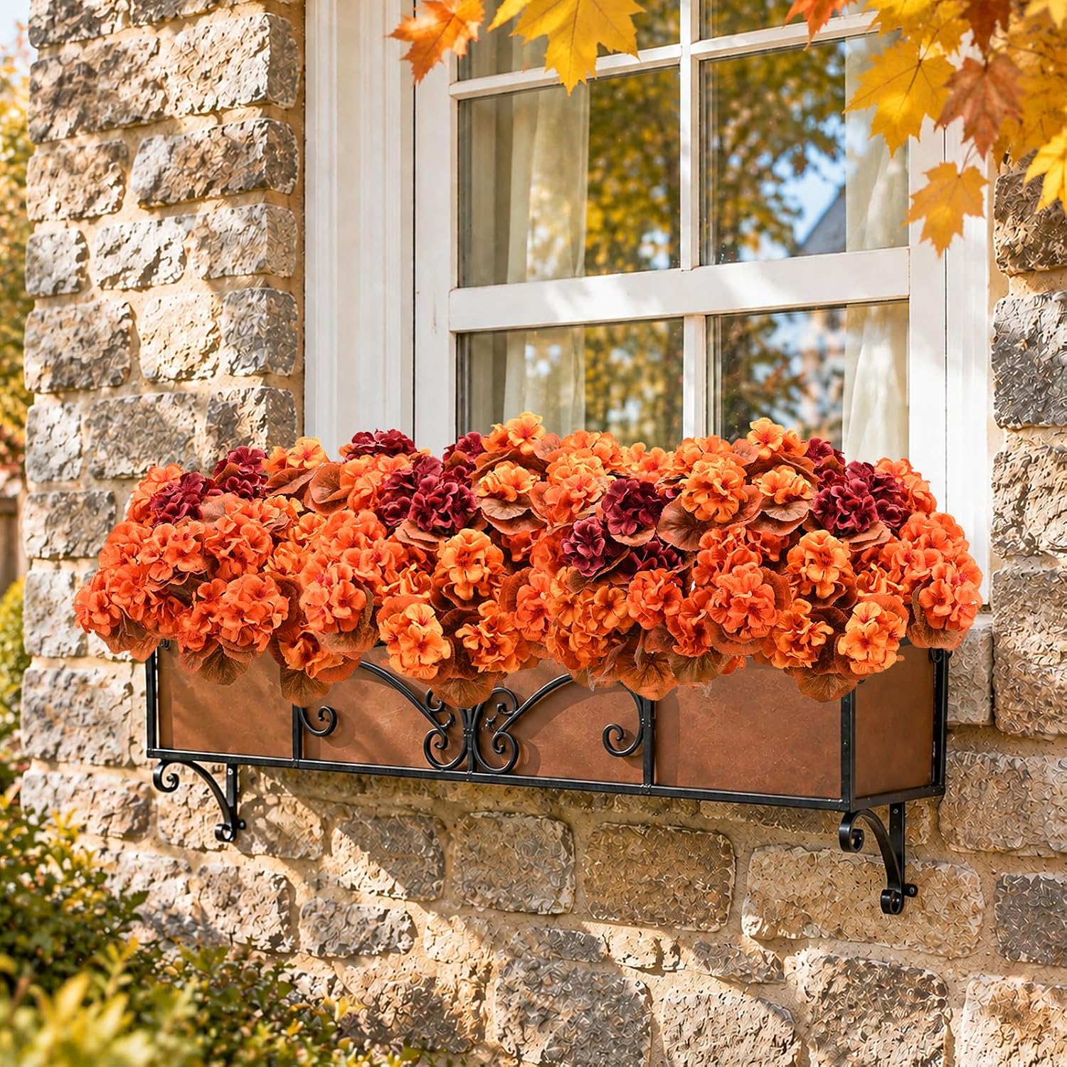 Detalle de PABREY Artificial Fall Flowers 12-Piece Set
