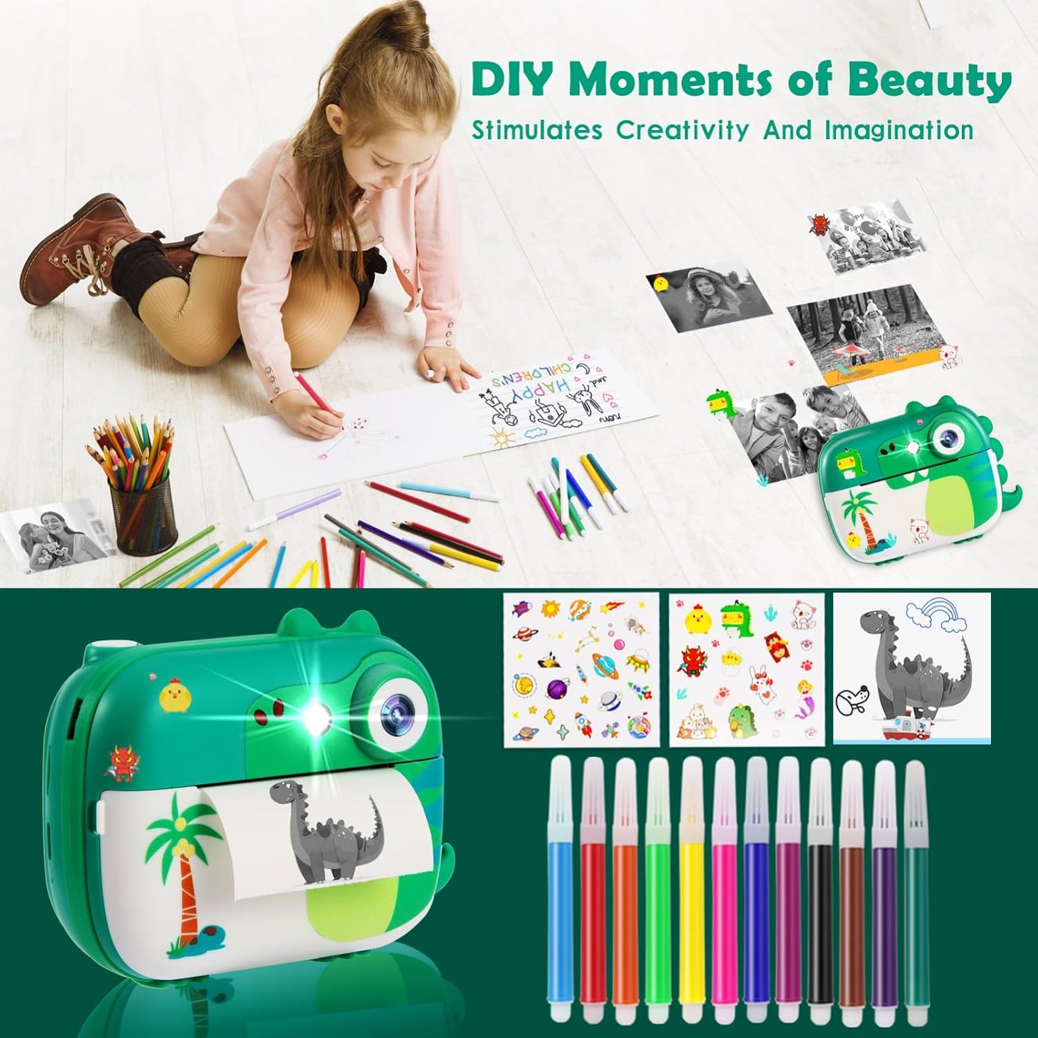 Thumbnail 3 de ARNSSIEN Kids Camera Instant Print with 7 Rolls Paper – 1080P, 2.4" Screen, MP3 Player & Games (M3)