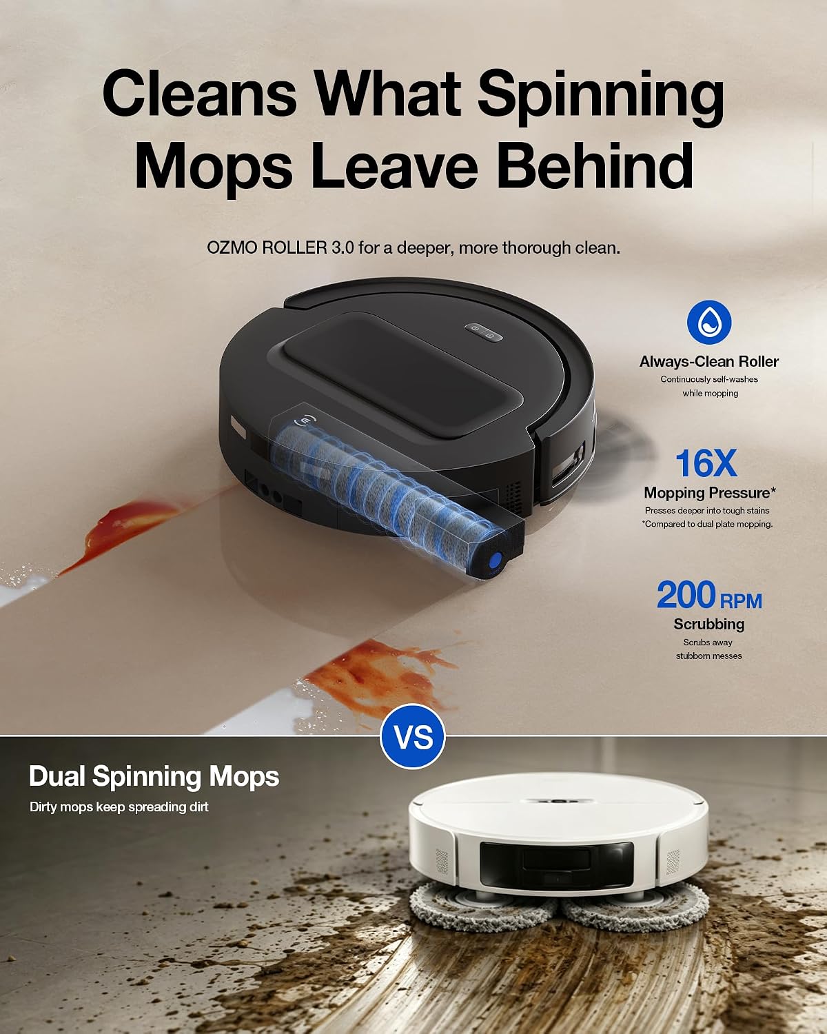 Detalle de ECOVACS DEEBOT T90 MAX PLUS ZJ2576 Robot Vacuum, 40,000 Pa, OZMO Roller 3.0