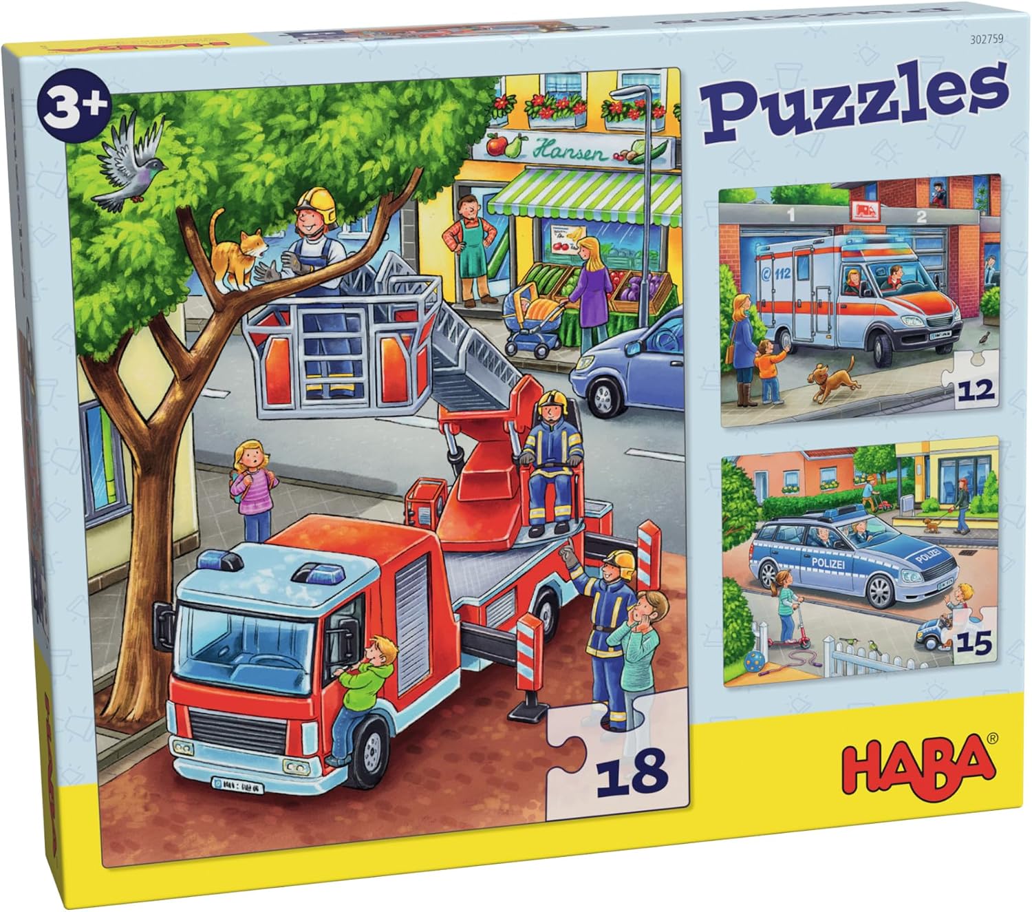 Detalle de HABA 302759 Puzzles Policía Bomberos