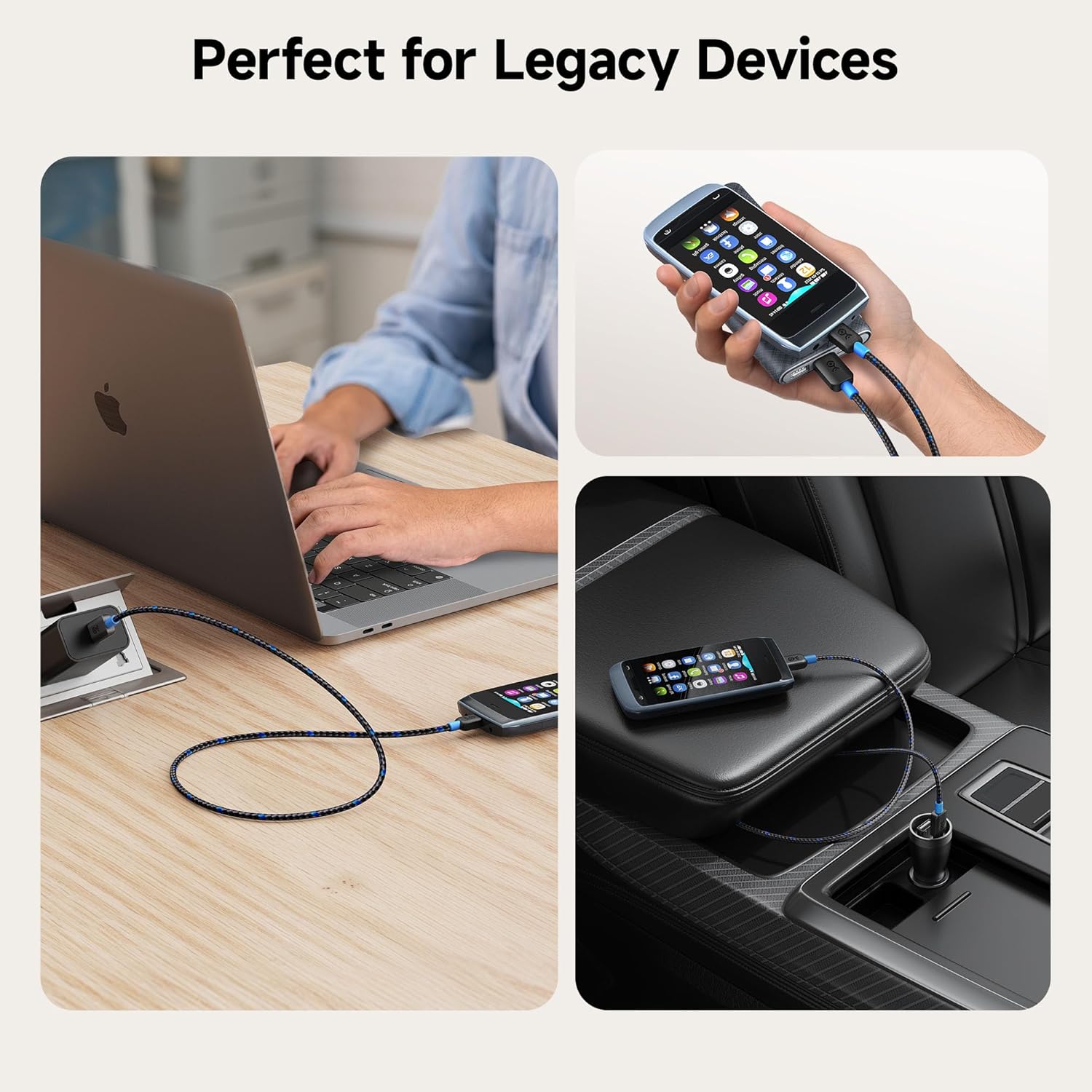 Thumbnail 5 de Cable Matters Braided USB-C to Micro-USB Cable (3.3 ft) — 3A/15W Charging & 480Mbps Data