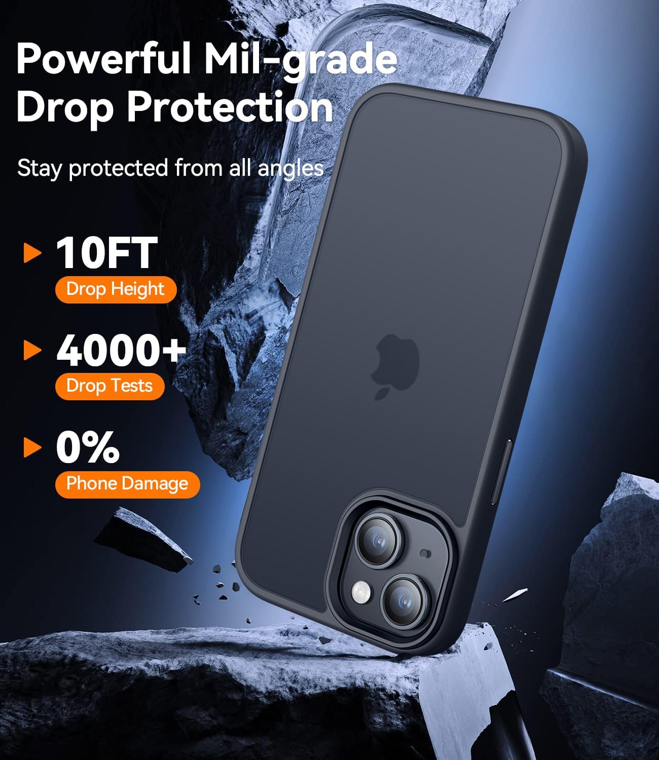 Detalle de CANSHN Cover Opaca per iPhone 13/14 (6,1 pollici) – Custodia sottile antiscivolo, nero