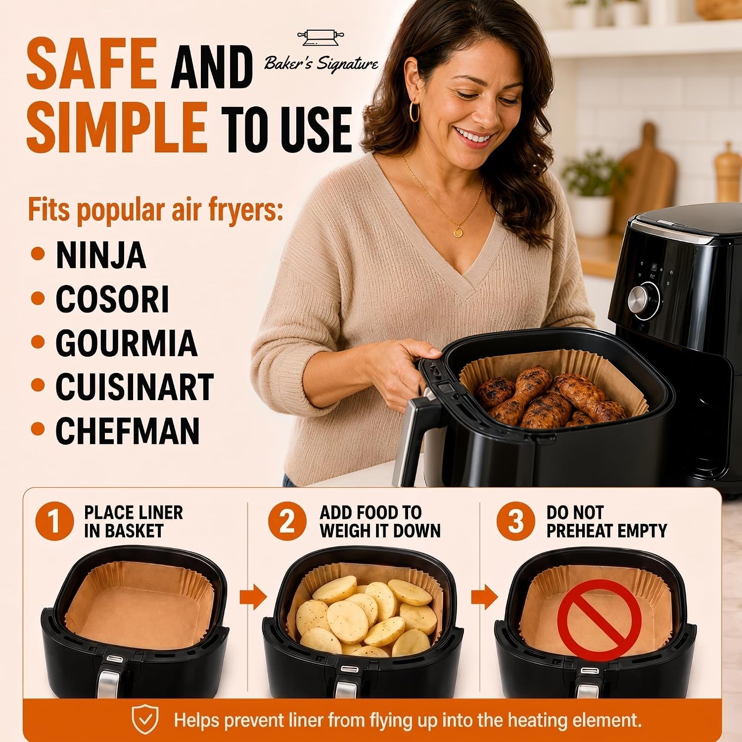 Thumbnail 4 de Air Fryer Paper Liners 125Pc 8" Square