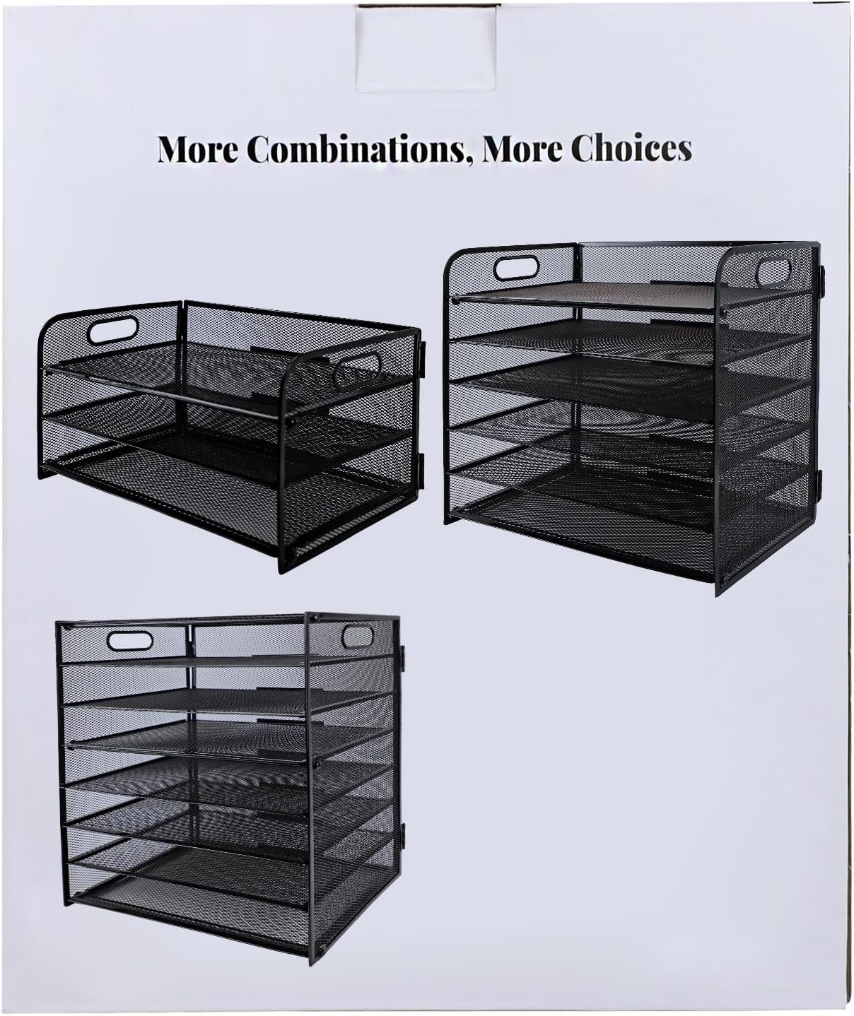 Detalle 2 de Paper Letter Tray with Handle (5-Tier Metal Mesh) A4 Desk File Organiser in Black