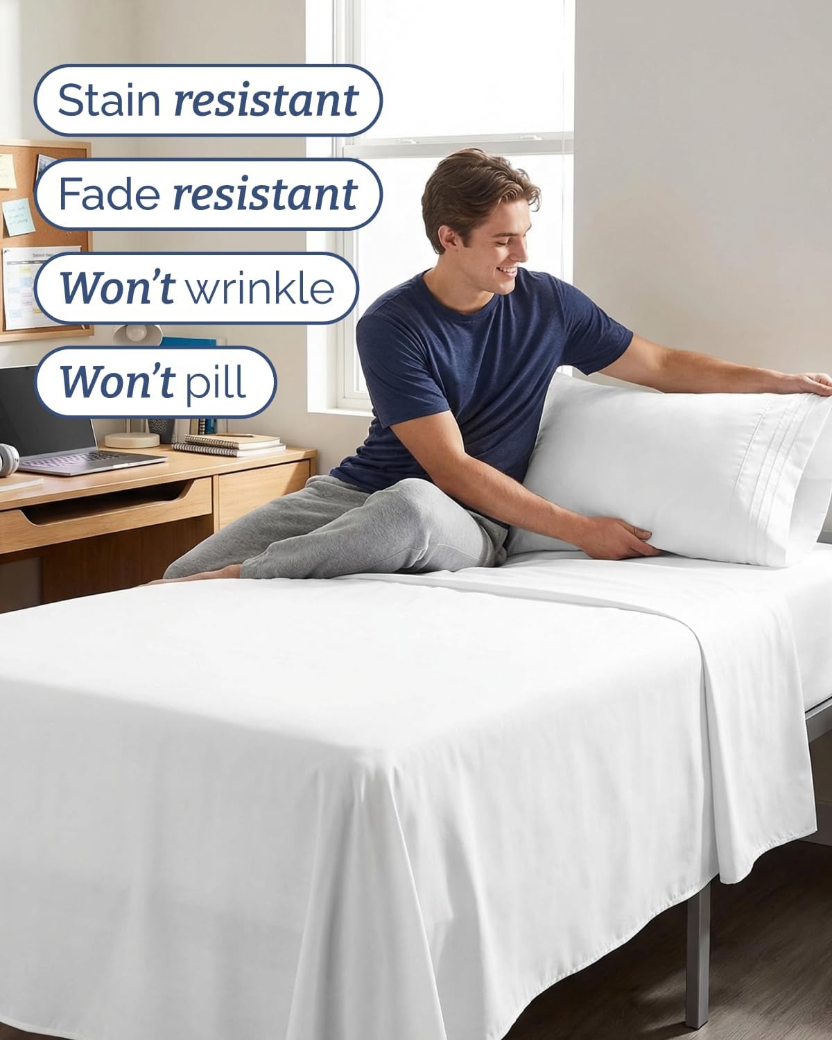 Thumbnail 4 de Deep Pocket Twin XL 3-Piece Bed Sheet Set — Soft, Breathable Microfiber for Women, Men, Teens & Students