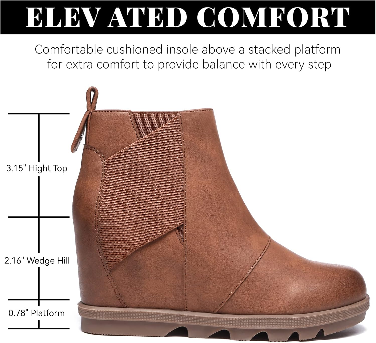 Detalle de Athlefit Women's Artificial Leather Wedge Booties