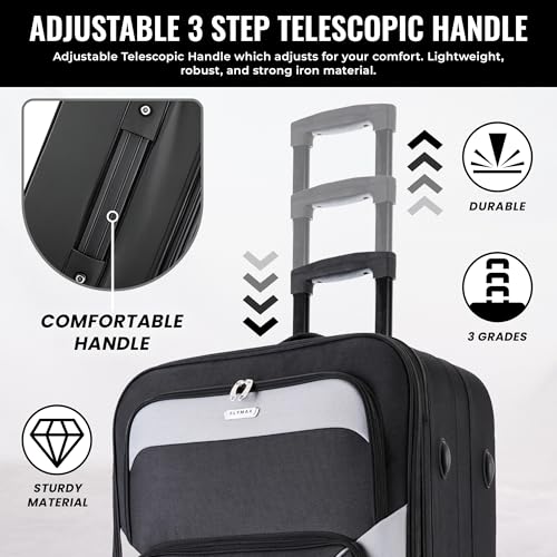 Detalle de FLYMAX Cabin Suitcase 55x40x20 – Lightweight, secure carry-on for major UK airlines