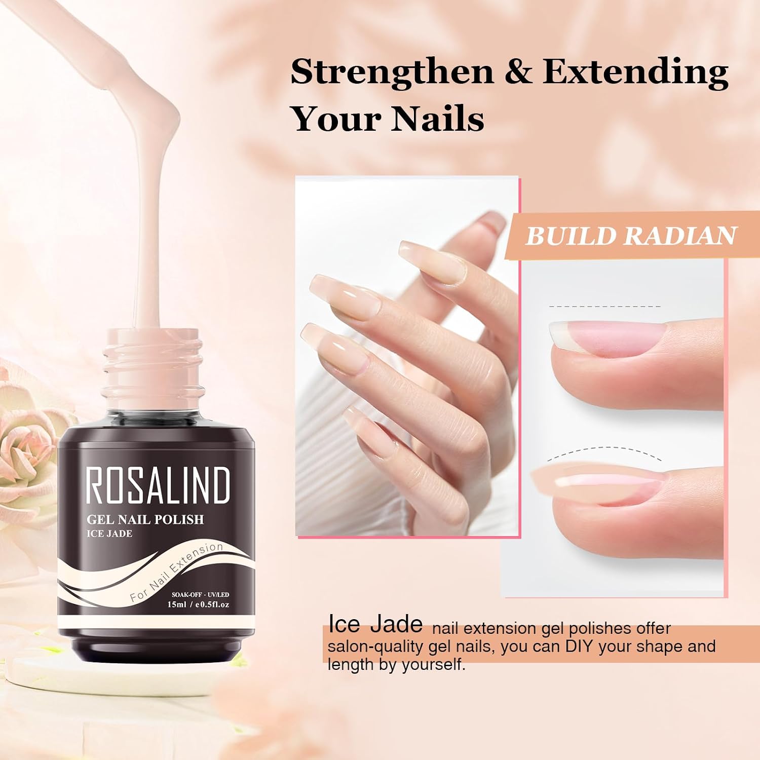 Thumbnail 1 de ROSALIND Builder Nude Gel 7-in-1 Hard Gel, 15 ml, Self-Leveling