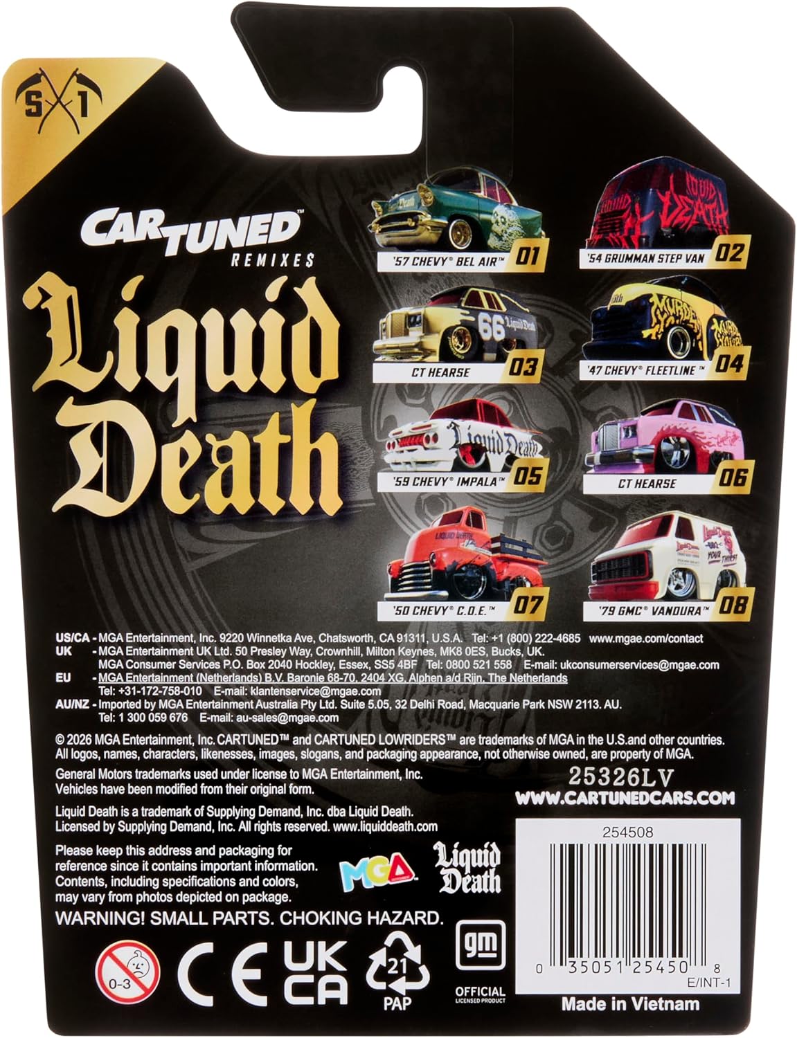 Detalle de CARTUNED Remixesシリーズ1 Liquid Death 1959 Chevy Impala ミニカー 金属ボディ・ゴムタイヤ仕様