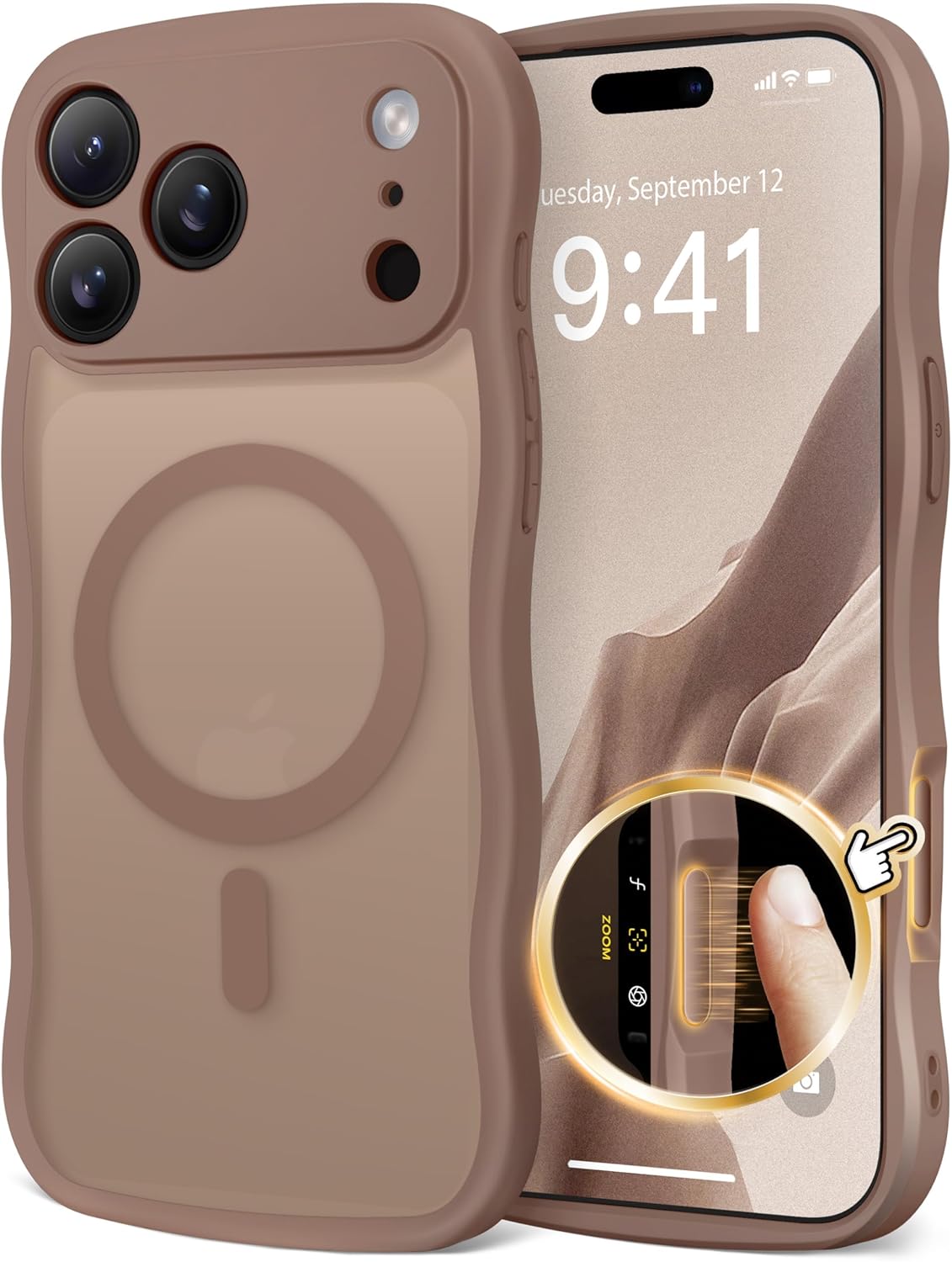 CAPRARO Magnetic iPhone 17 Pro Case (Brown) with Full Camera Protection