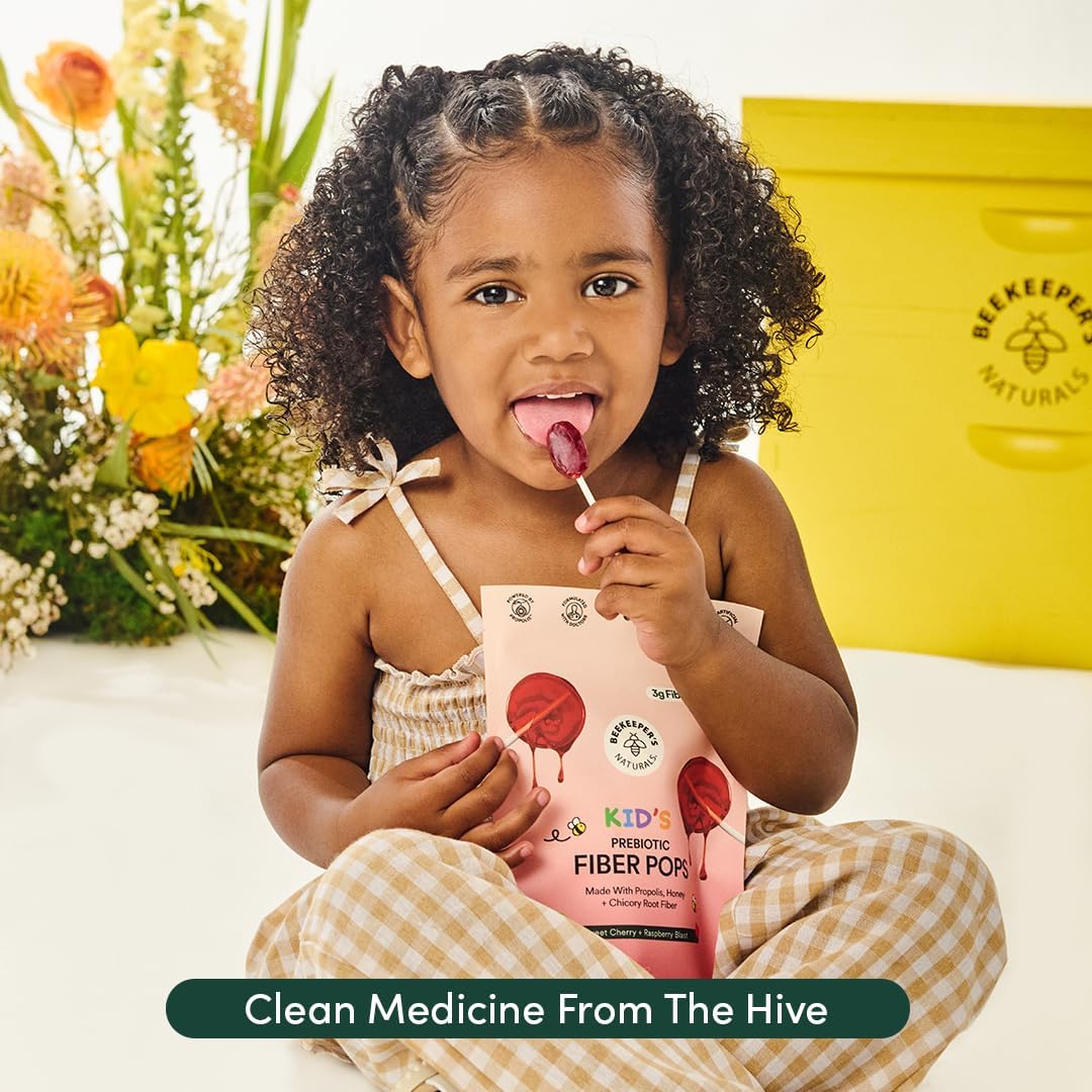 Detalle de Beekeeper’s Naturals Kids Prebiotic Fiber Lollipops, 3g Fiber, Honey, 15 Count