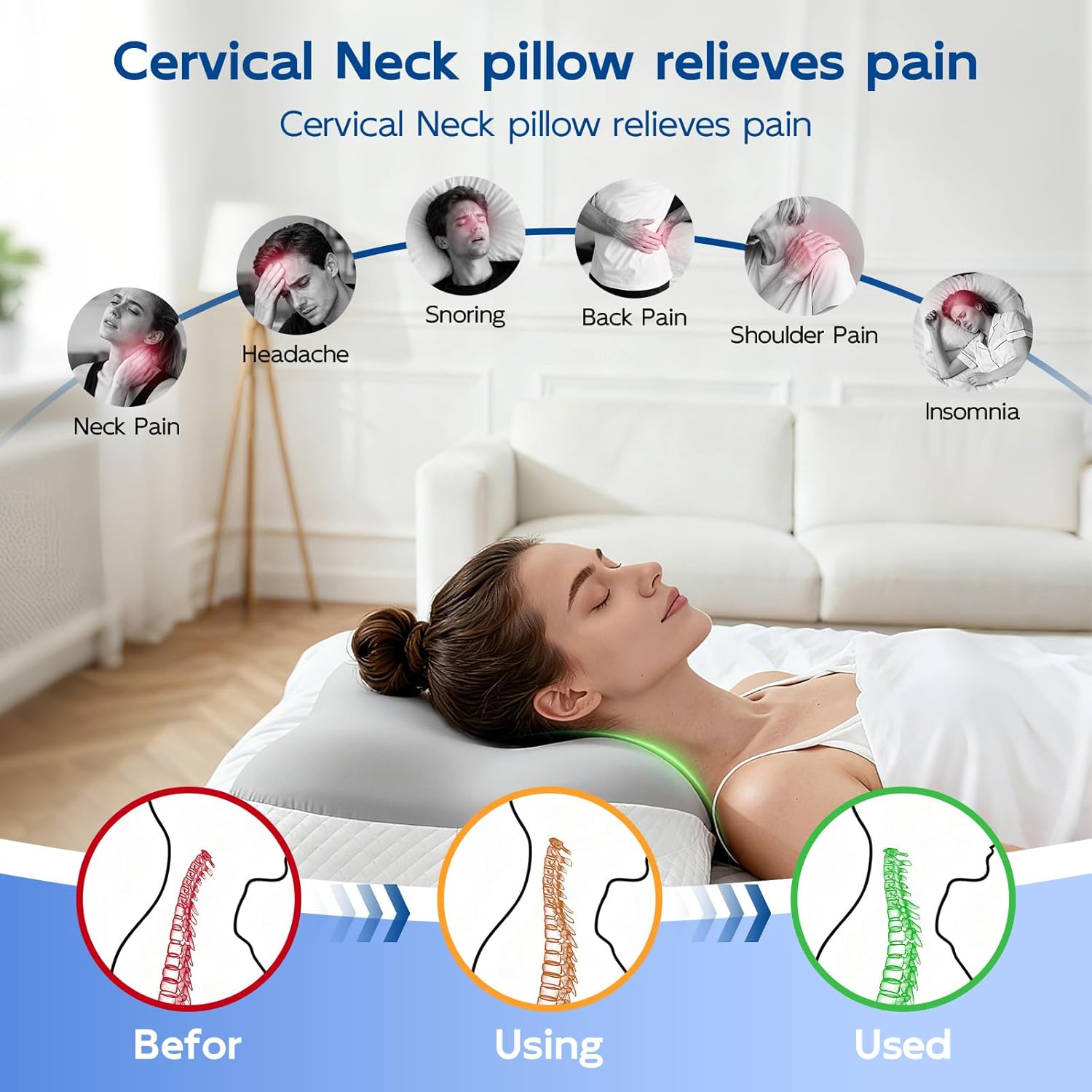 Detalle 2 de Ecliptron Comfortable Memory Foam Pillow – Orthopedic Cervical Neck Support