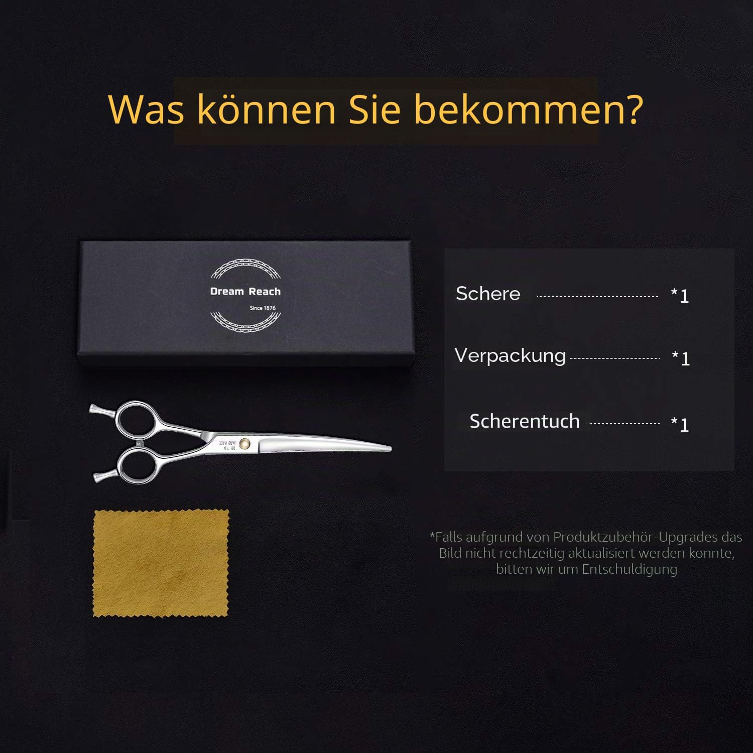 Detalle de Dream Reach Professionelle Fellschere (gebogene 7-Zoll-Schere, 440C Edelstahl) für Hund & Katze