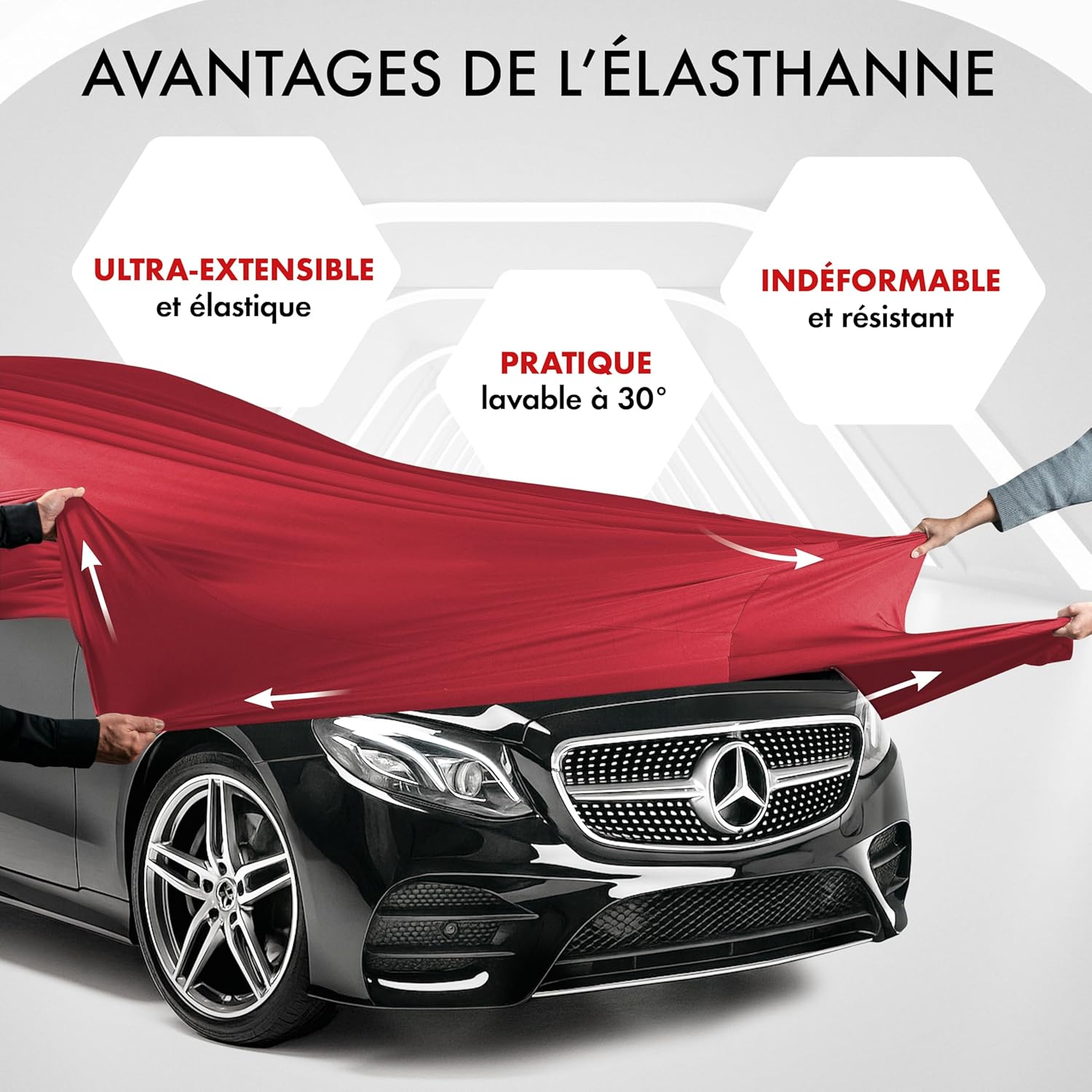 Detalle de WALSER Premium Housse de voiture d’intérieur Indoor Stretch Plus, taille 3, rouge