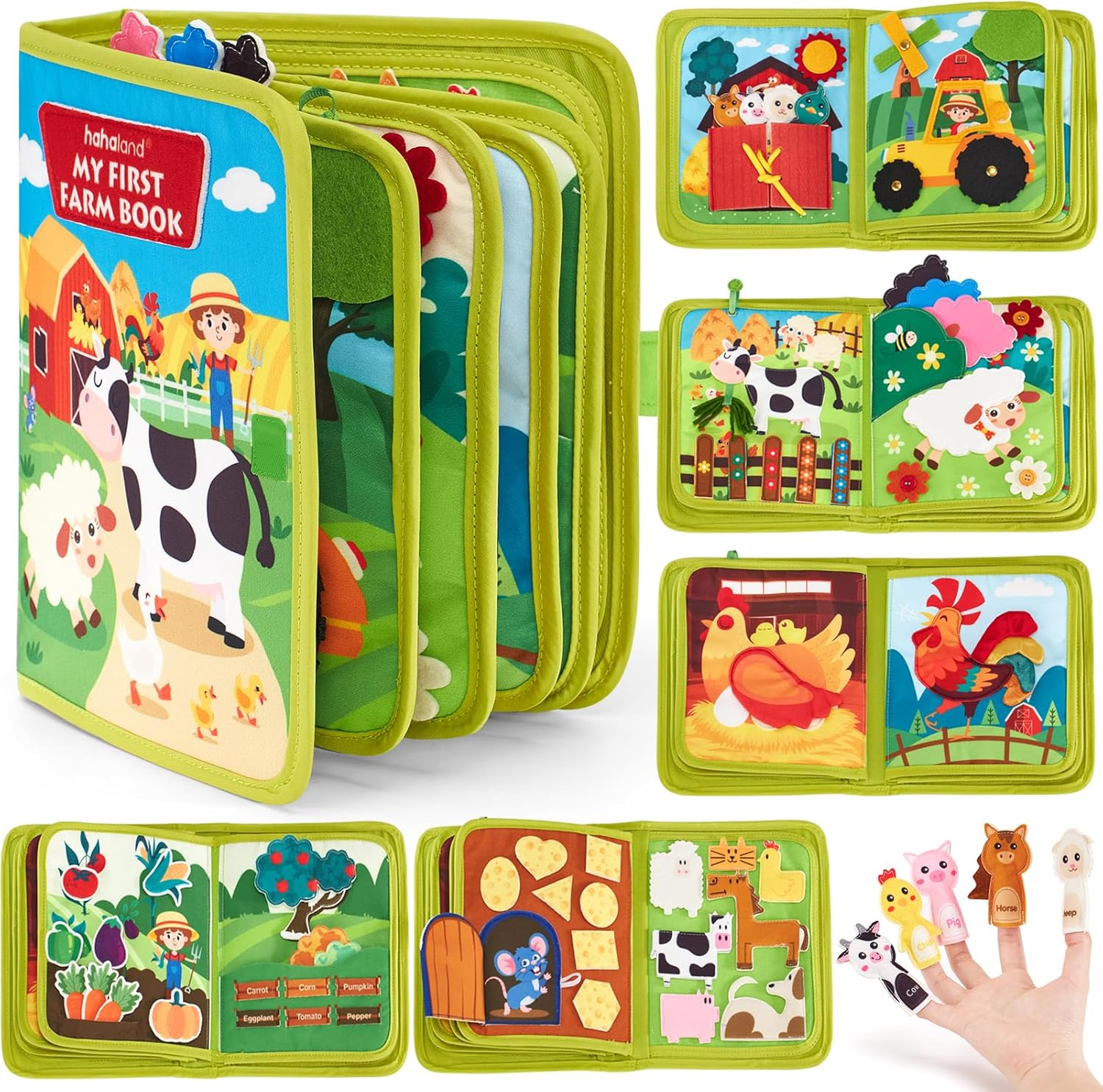 Detalle de hahaland Busy Board Montessori Libro Interattivo 1 Anno – Attività sensoriali e didattiche 20-in-1