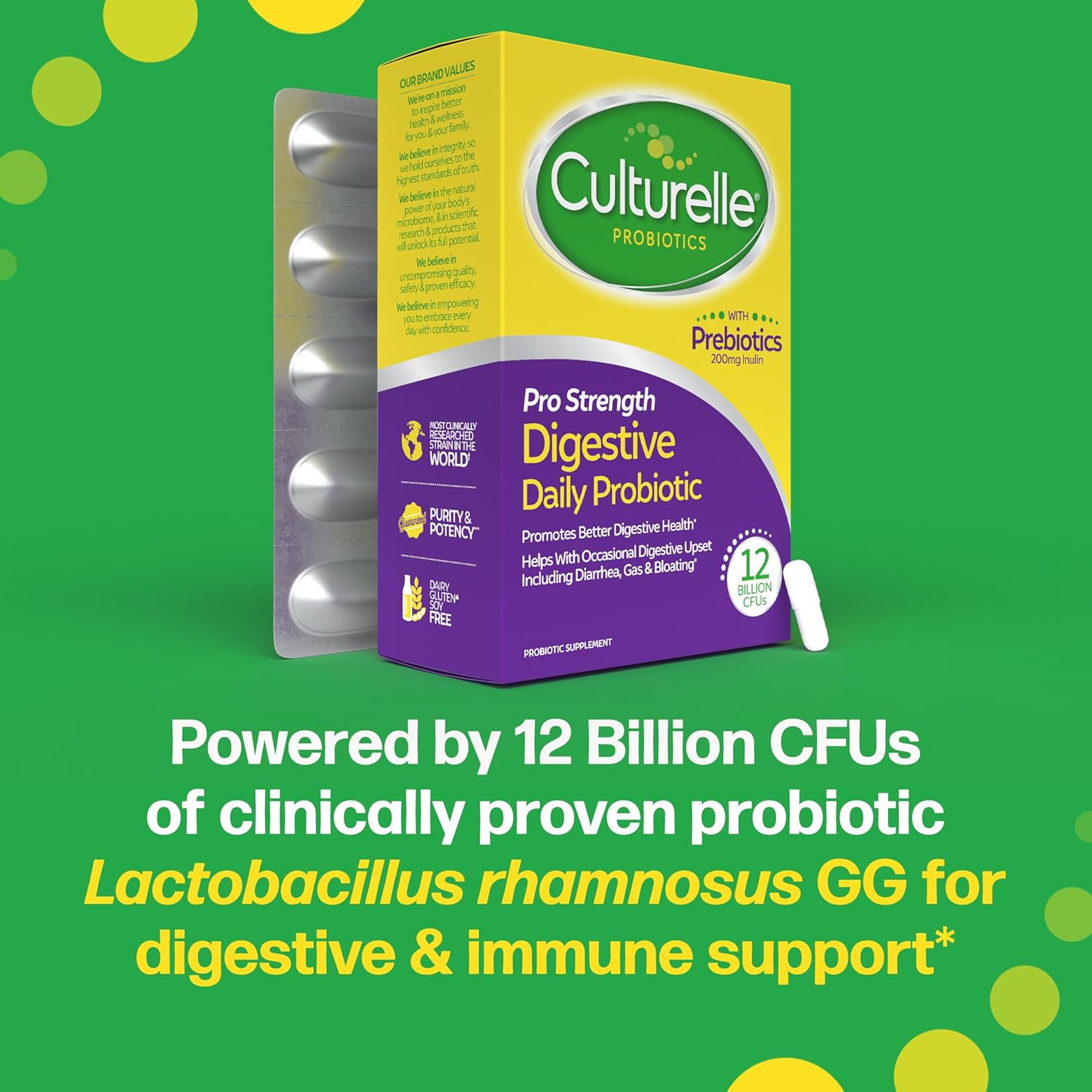 Detalle de Culturelle 049100401430 Pro Strength Probiotic Capsules, 12 Billion CFUs, 60 Count