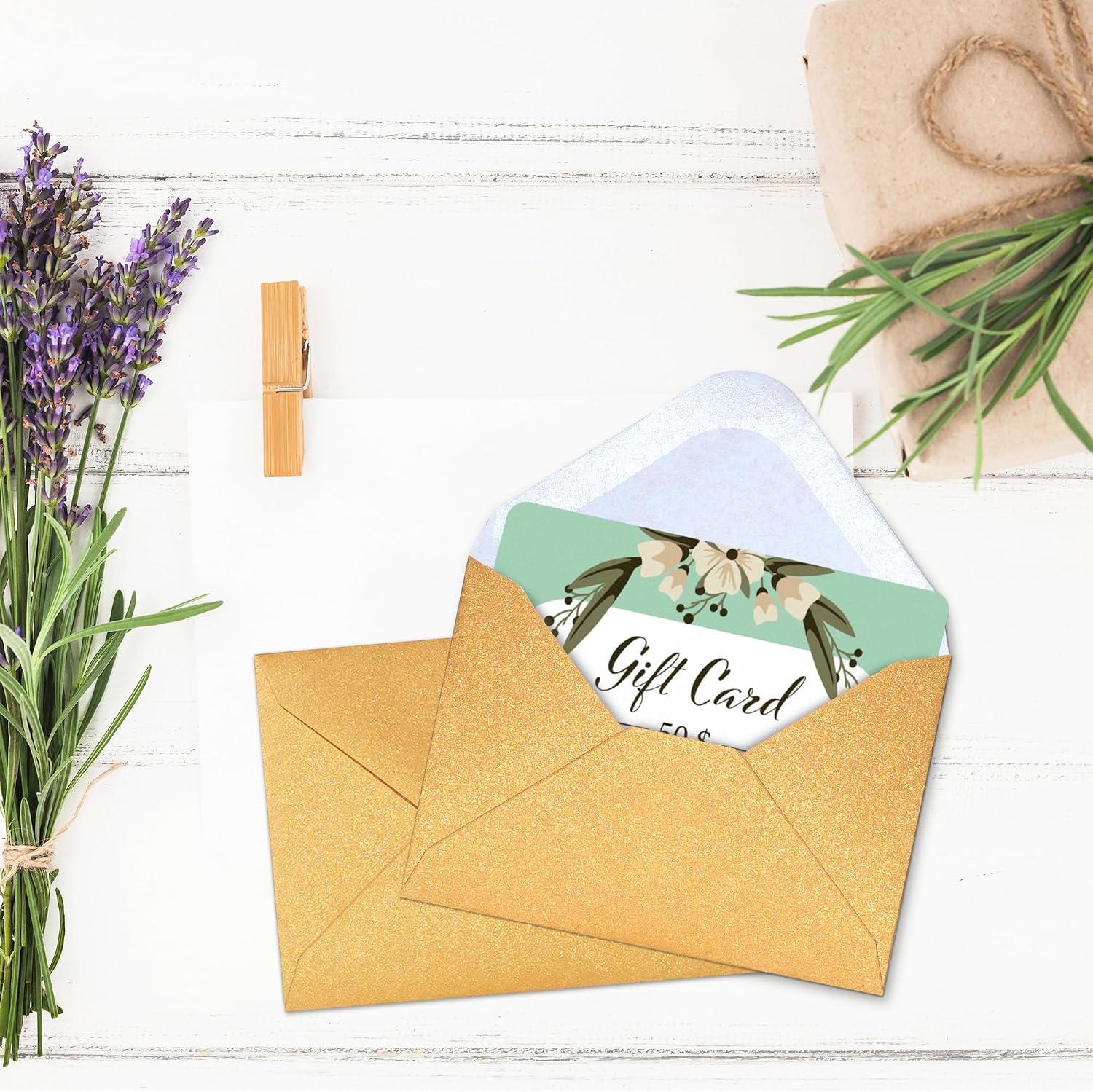 Detalle de Gold Small Envelopes 100-pack 10.16 x 6.9 cm
