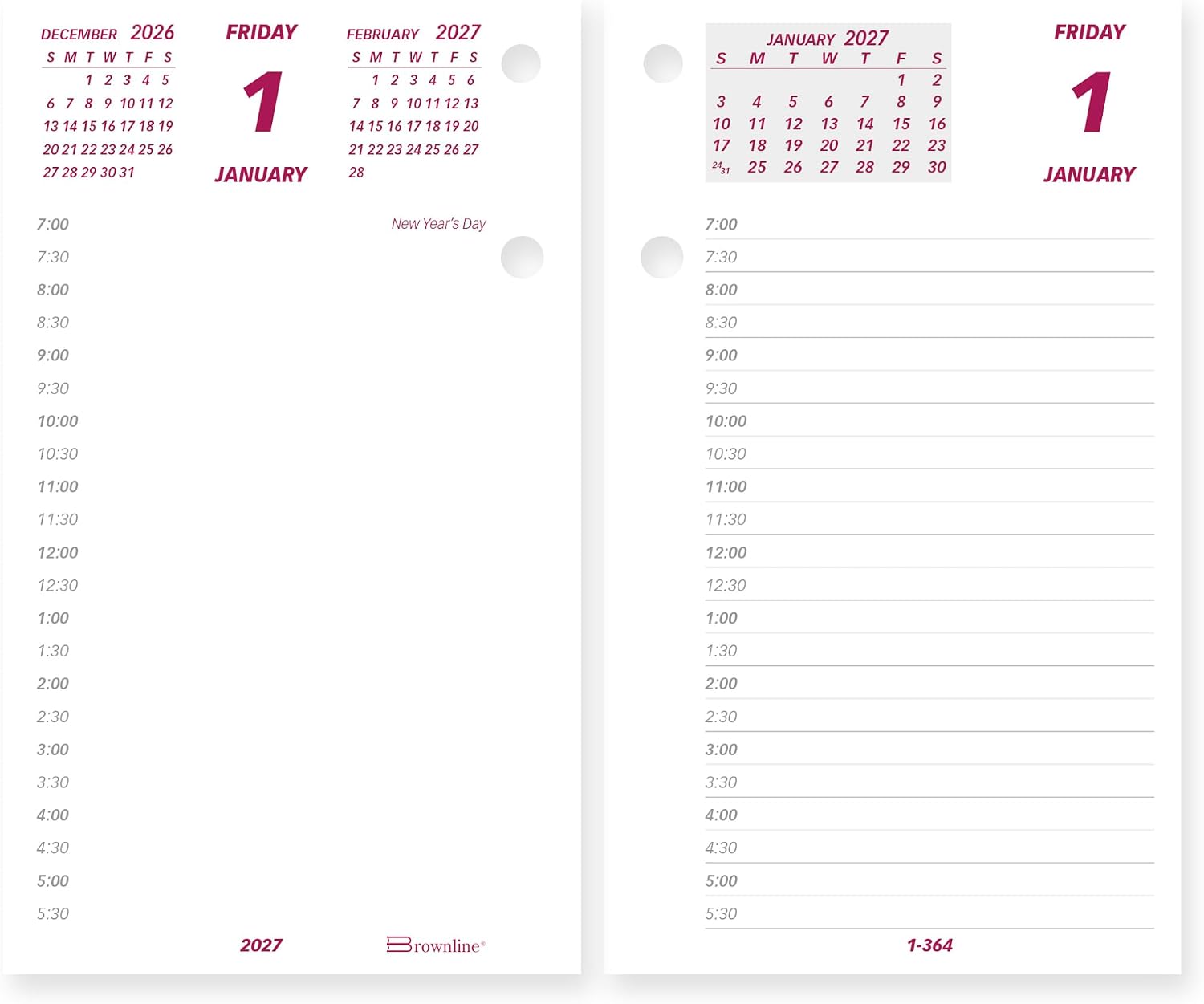 Detalle de Brownline C2R-27 2027 Daily Desk Calendar Refill, 12-Month Appointment Planning