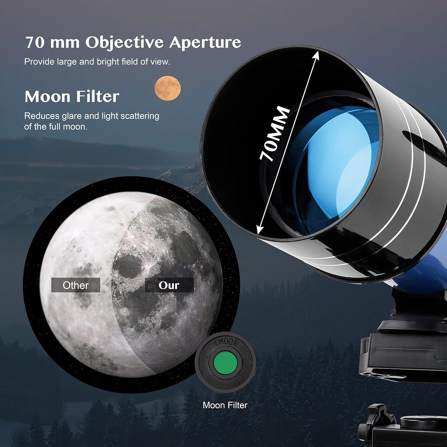 Thumbnail 2 de Aomekie 70/400 Astronomy Telescope for Adults and Beginners