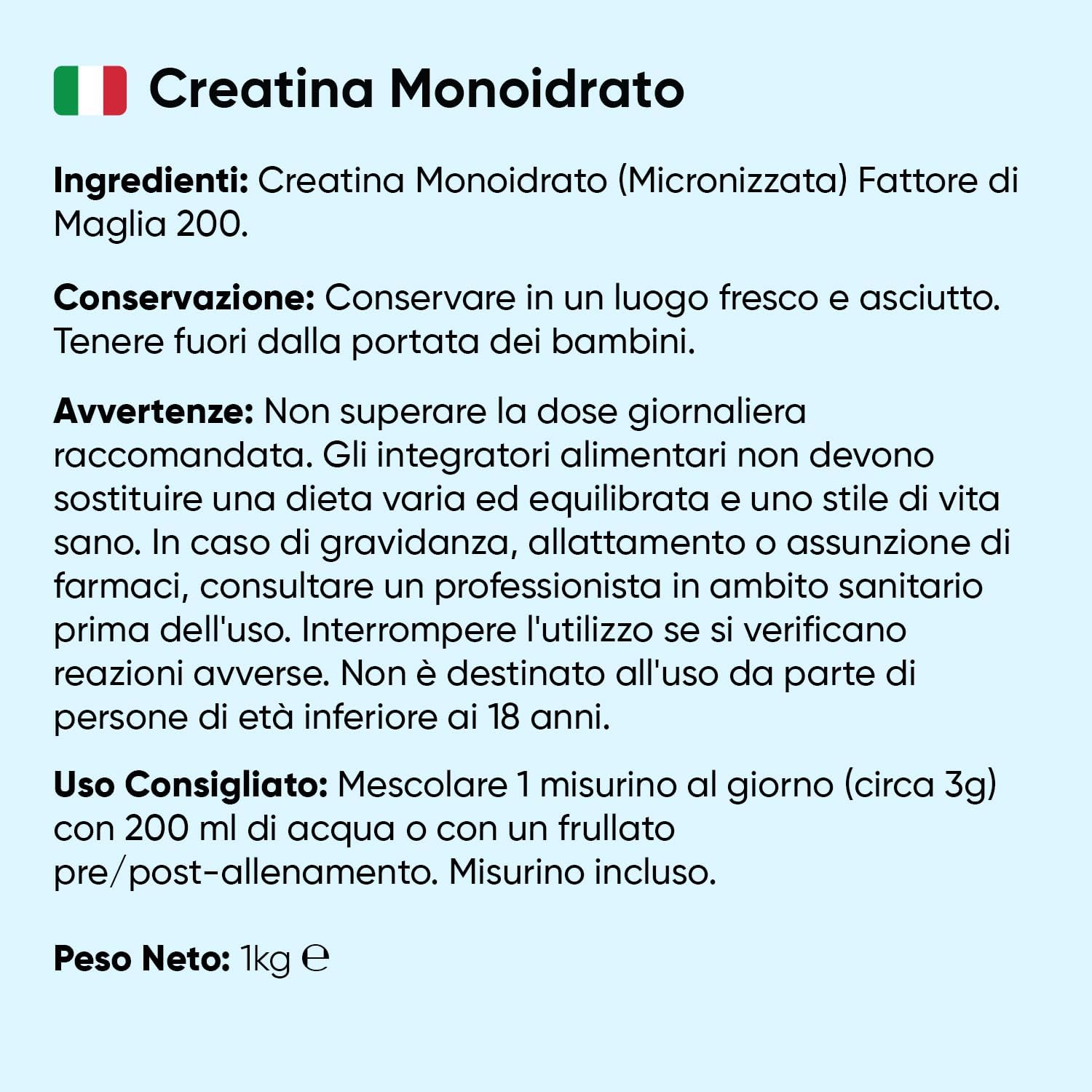 Thumbnail 5 de Creatina Monoidrata in Polvere WeightWorld 1kg – 100% Pura e Vegana, 3000 mg per dose
