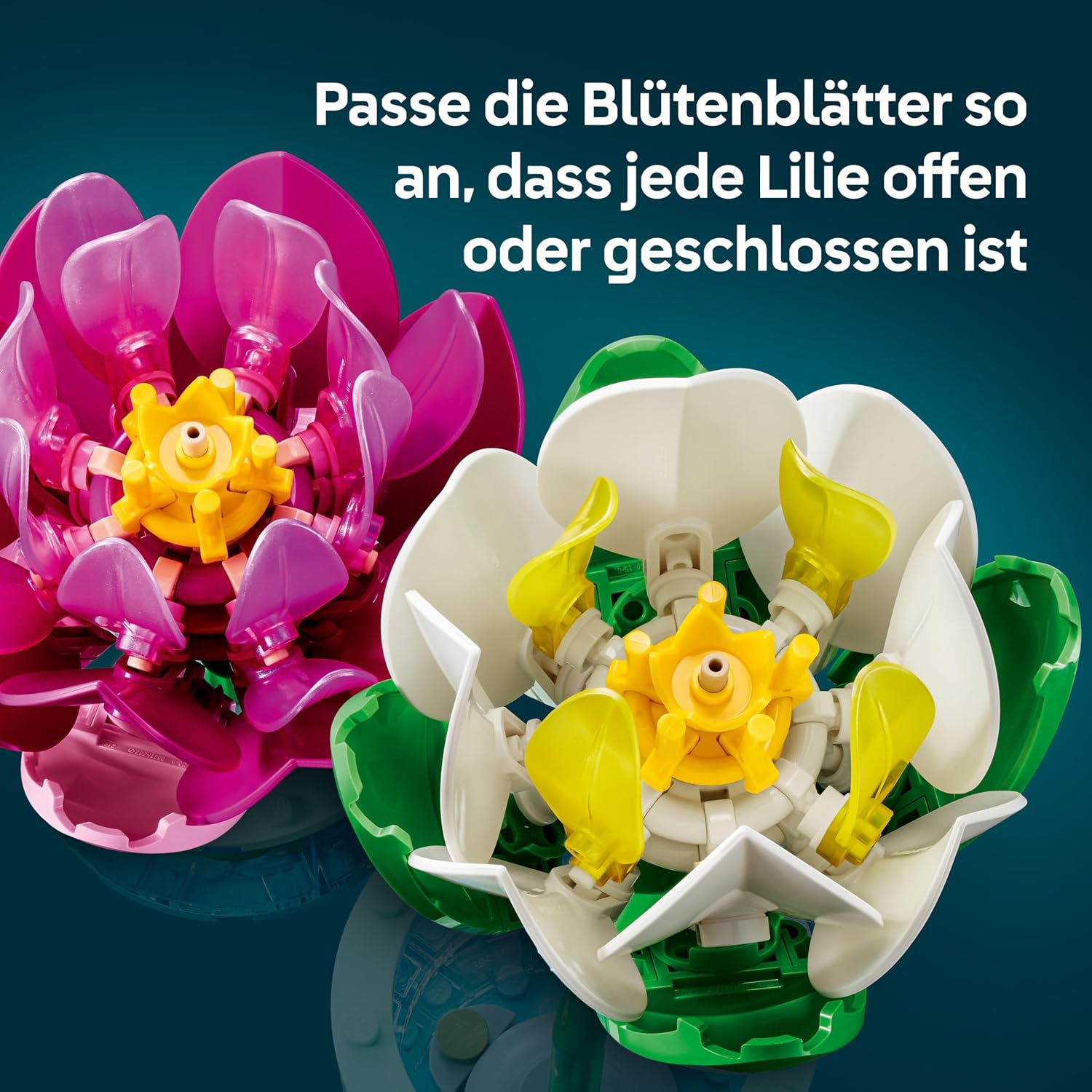 Thumbnail 5 de LEGO Botanicals Seerosen – Kunstblumen-Set mit 2 Topfpflanzen in transparenten Vasen (11511)