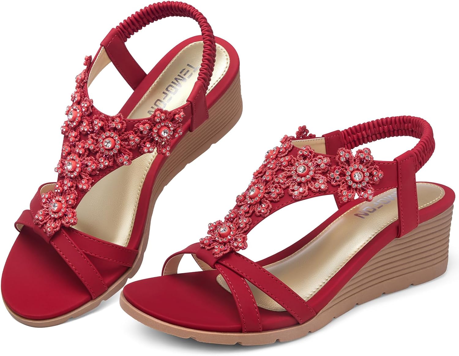 Thumbnail 5 de TEMOFON Women's Low Wedge Heels Summer Dressy Platform Sandals
