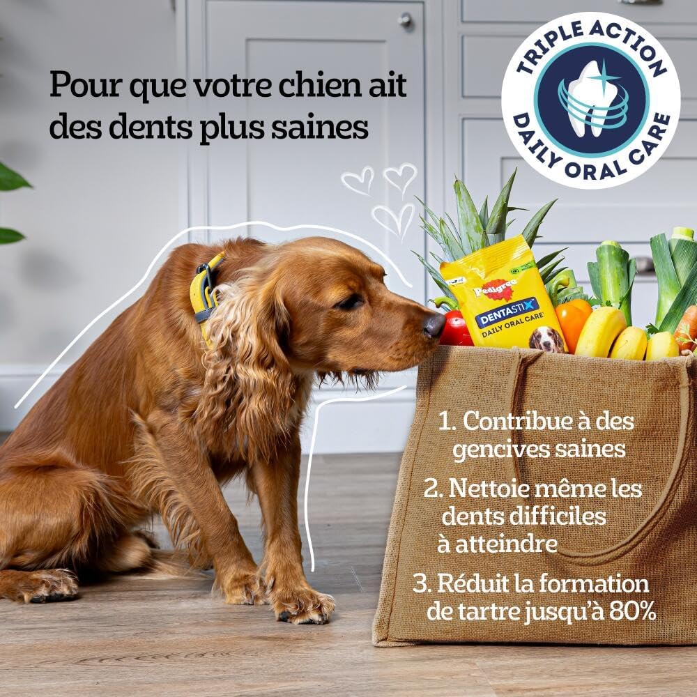 Thumbnail 1 de Pedigree DENTASTIX 56 Bâtonnets d’entretien dentaire pour Grands Chiens (25 kg+), Saveur Poulet et Boeuf – 8 sachets