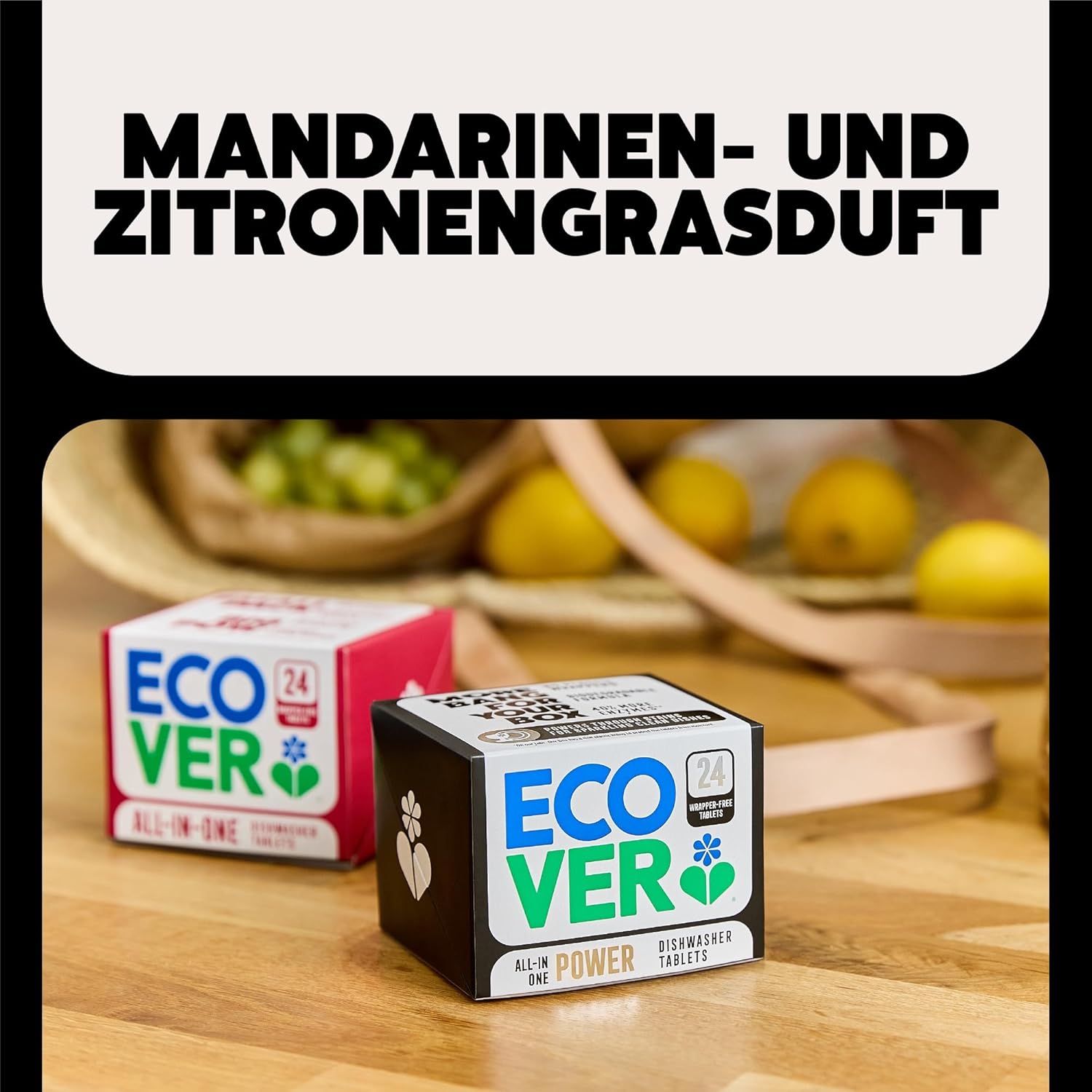 Detalle 2 de Ecover Spülmaschinentabs Power – All-in-One mit Geschirrspülsalz und Klarspüler, 45 Tabs, Mandarinen- und Zitronengrasduft