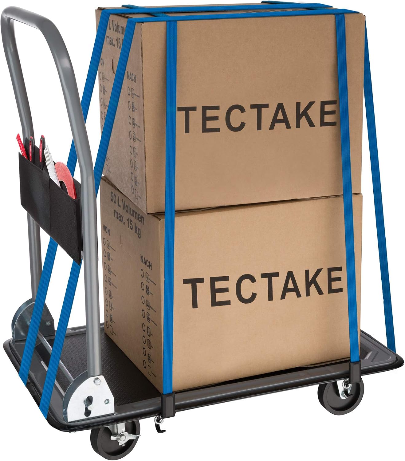 Detalle 1 de tectake 402777-SE plattformsvagn, hopfällbar med halksäker gummiyta och broms