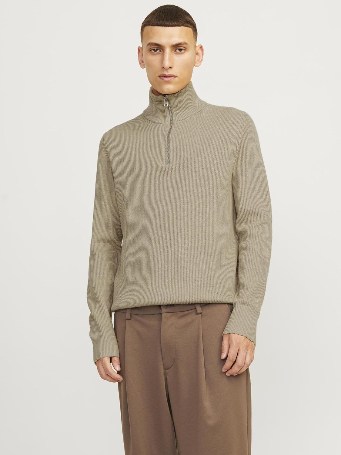 Detalle de JACK & JONES Men's Quarter Zip Knit Cardigan