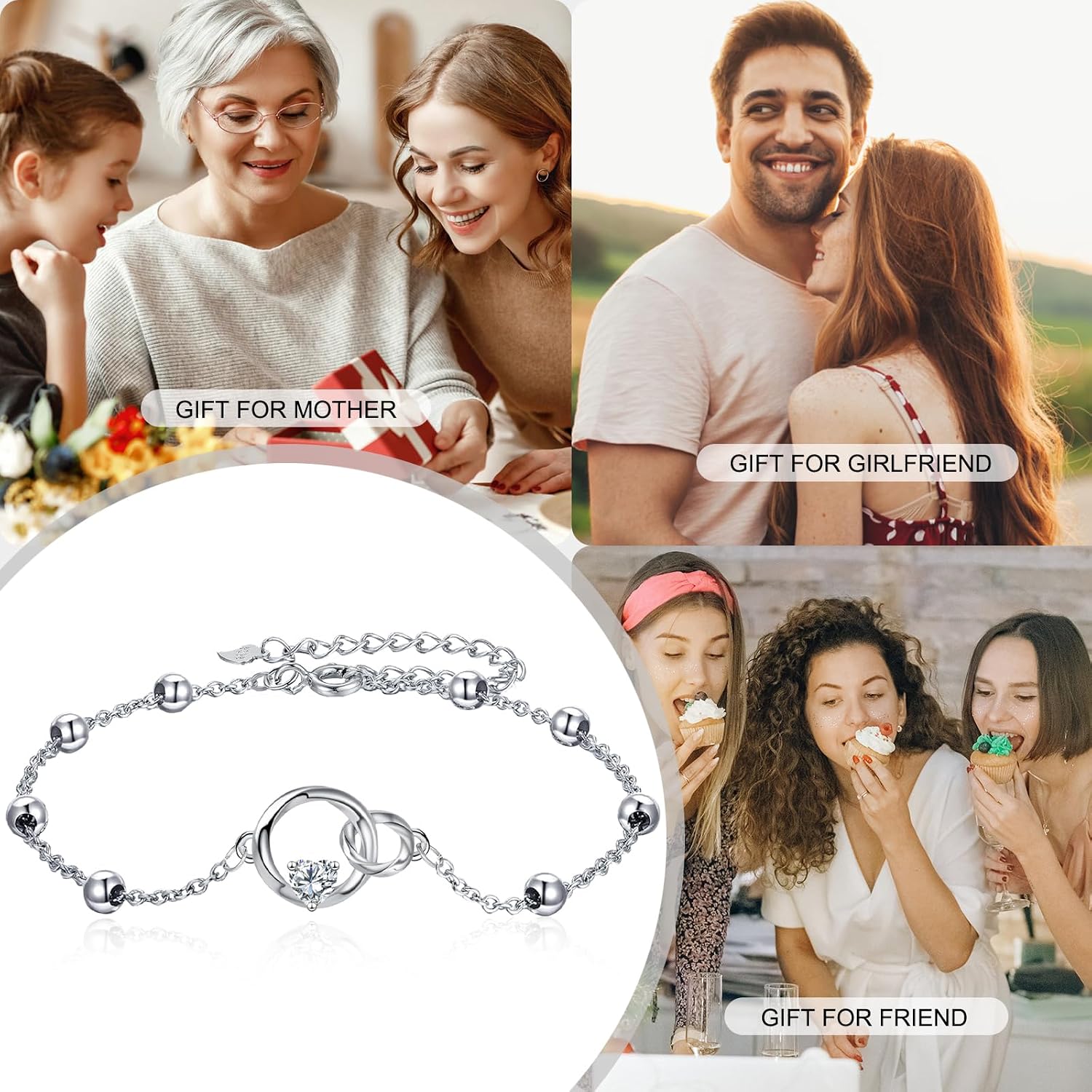 Detalle de Micory Damen-Fußkettchen aus 925 Silber mit Herz – verstellbare Strand-Fußkette für Sommer & Geschenke