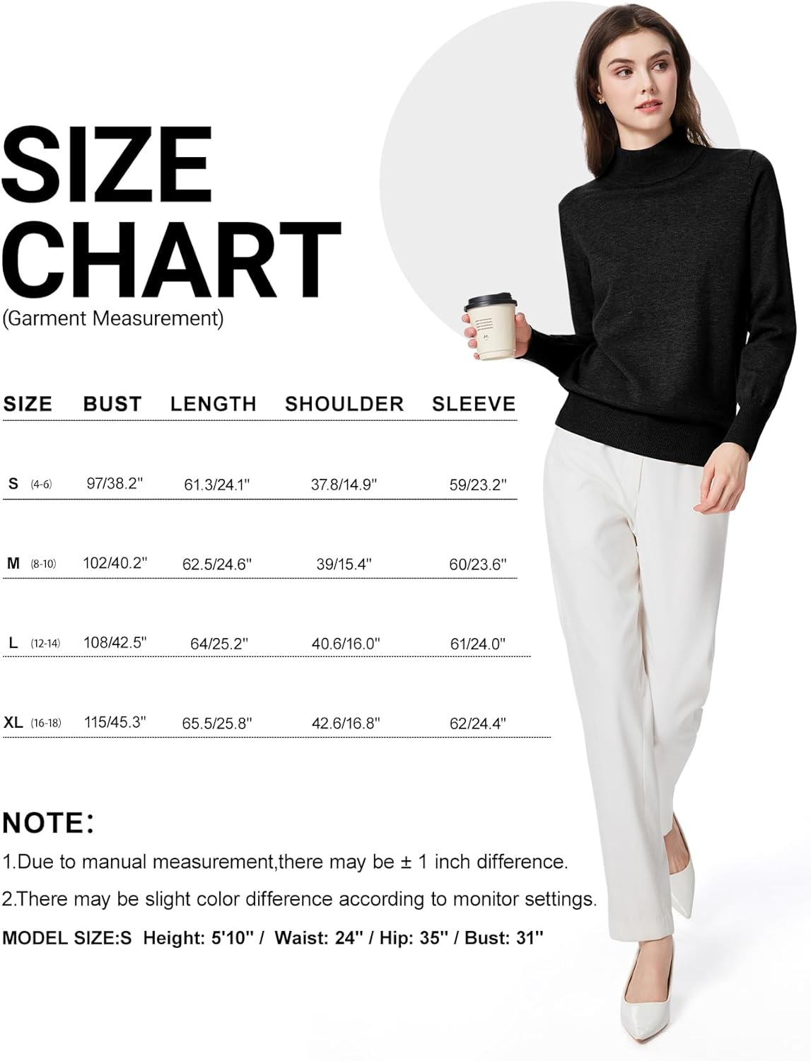 Thumbnail 5 de PEHMEA Women's Mock Neck Jumper – Light Wool Blend, Soft Warm Pullover