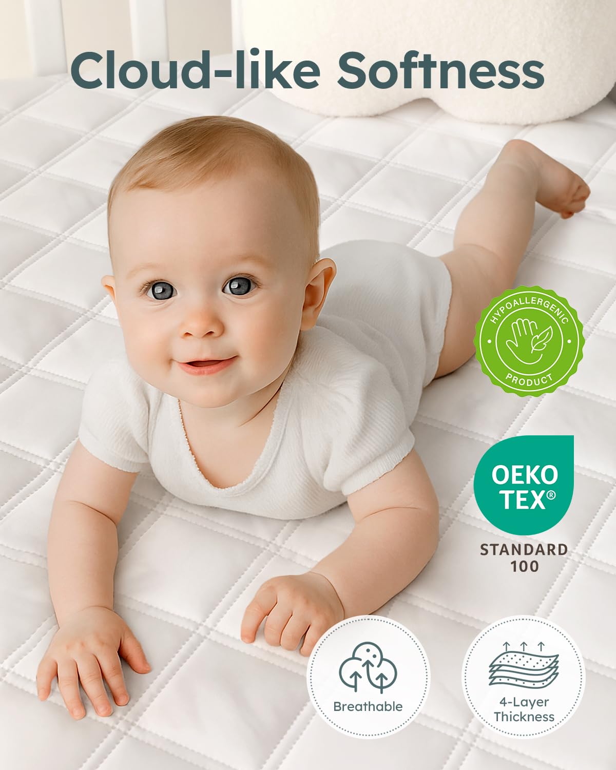 Detalle de Yoofoss Waterproof Crib Mattress Protector Sheets, 2-Pack, 52 x 28-Inch