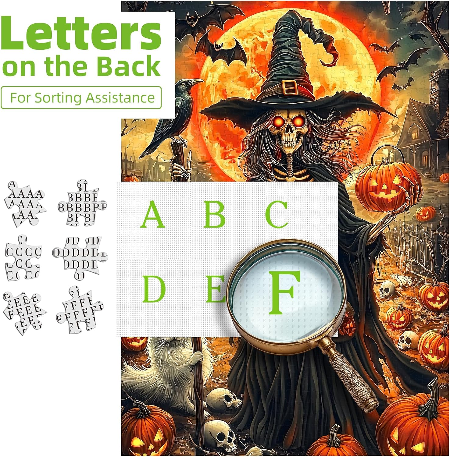 Detalle de MisPuz Puzzles for Adults 1000 Pieces Halloween Witch Jigsaw Puzzle