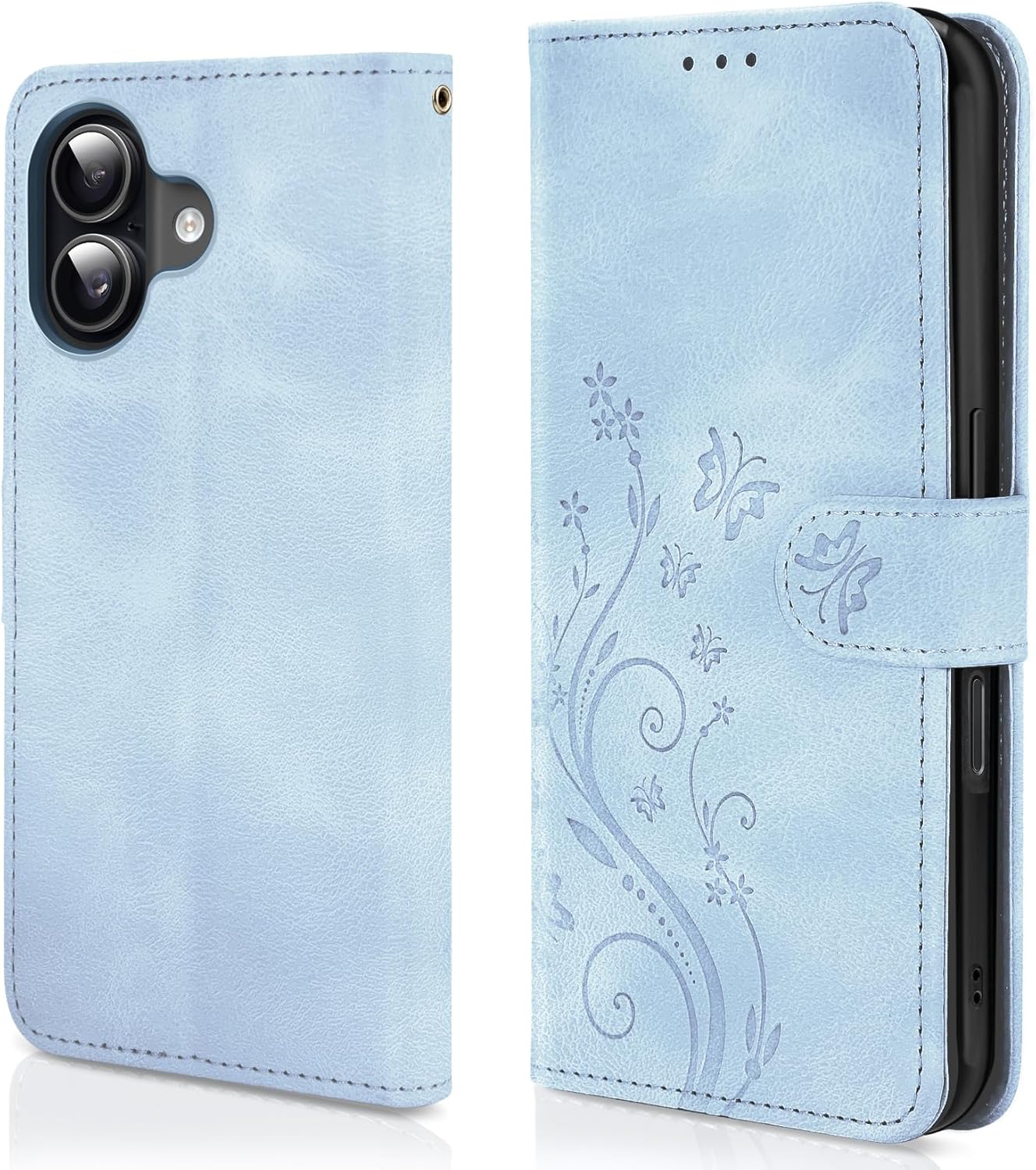 Thumbnail 5 de AROYI Case for iPhone 17 with Tempered Glass Screen Protector & Wallet Fold - Mist Blue