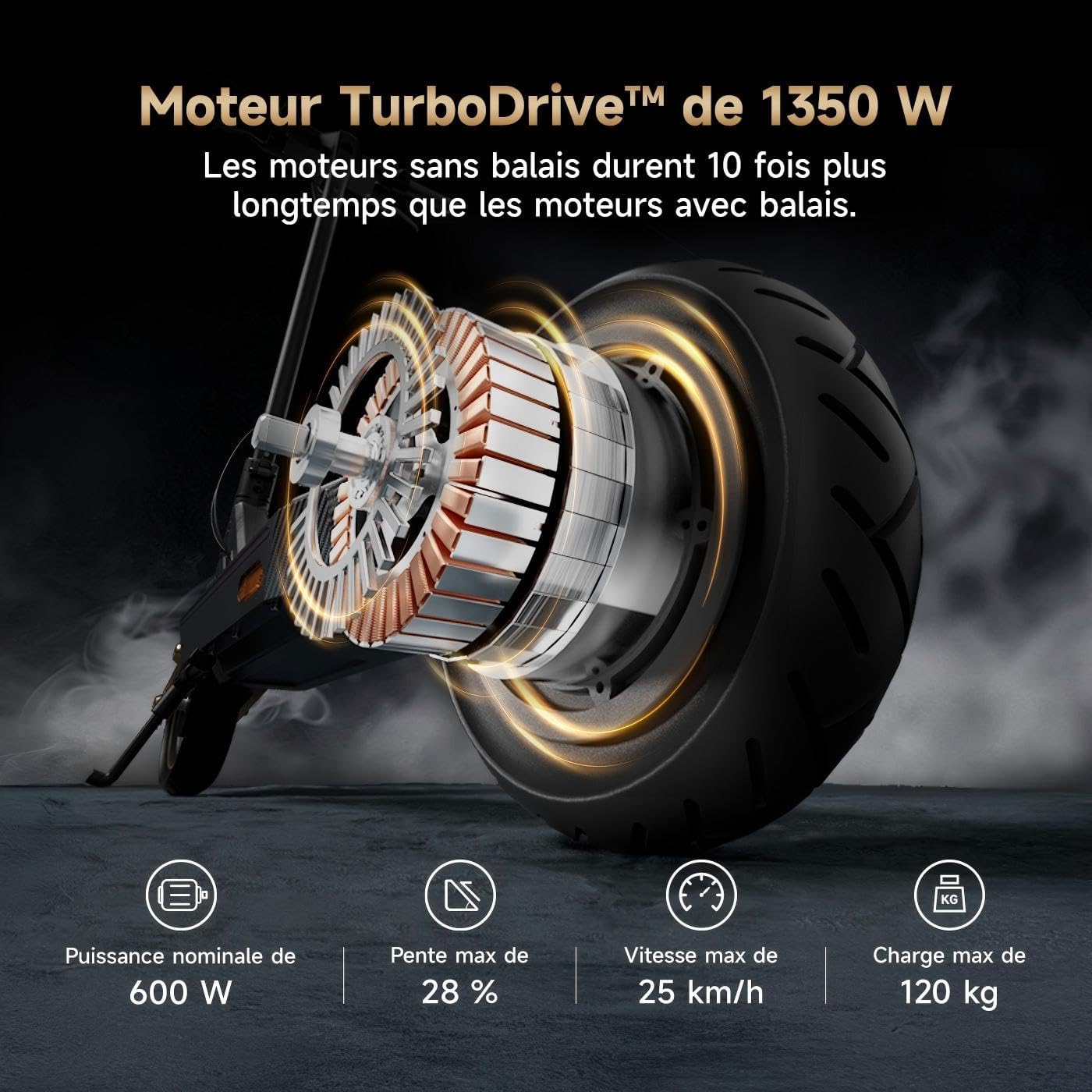 Detalle 2 de NAVEE ST3 Pro trottinette électrique adulte 1350 W max, autonomie annoncée 75 km, suspension intégrale et TCS