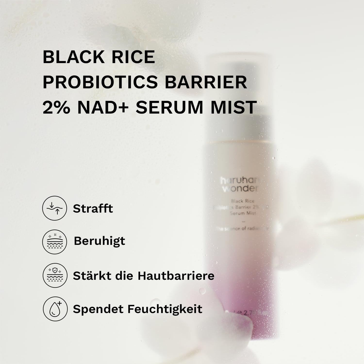 Detalle de haruharu Wonder Black Rice Probiotics 2% NAD+ Serum-Spray – Feuchtigkeit, Stärkung der Hautbarriere und Glow
