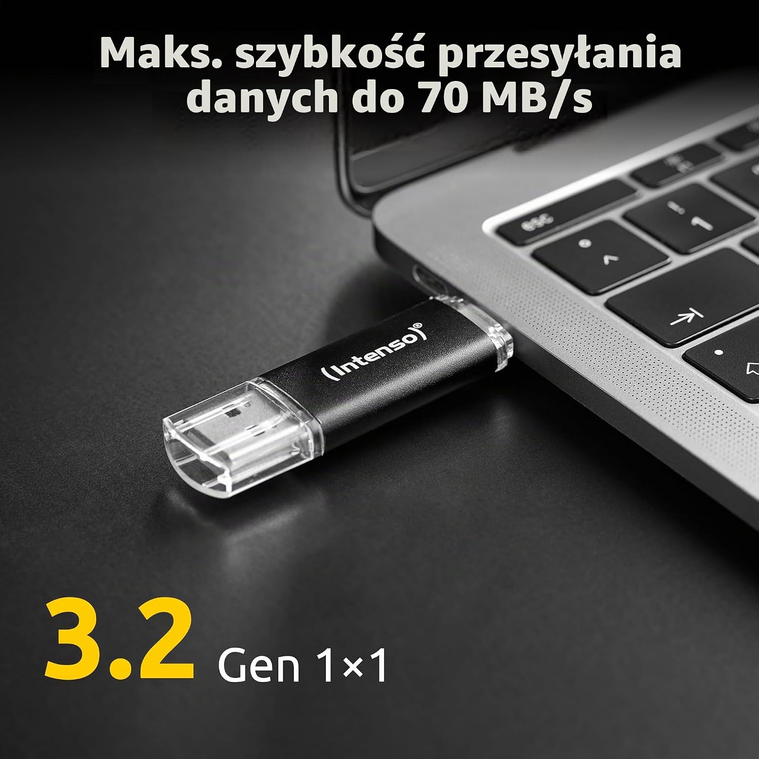 Detalle de Intenso Twist Line 256 GB – pendrive USB 3.2 Gen 1x1, USB-C i USB-A, antracytowy