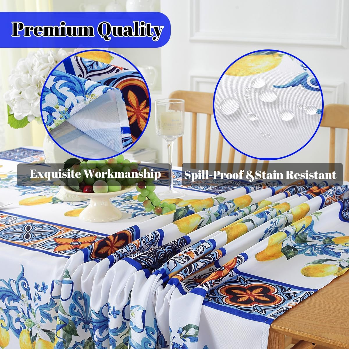 Detalle de SASTYBALE Lemon Tablecloth, 60 x 120 Inch